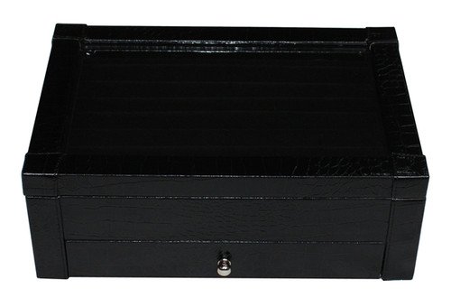 Black Leatherette Jewelry Box - Cufflink & Ring Storage Organizer for Men | Premium Jewelry Case with Velvet Lining | Perfect Father's Day Gift for Watch, Ring, and Cufflink Organization | Home Office & Travel Jewelry Storage Solution