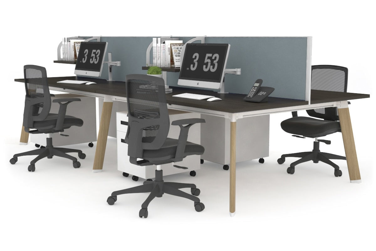 4-Person Wooden Workstation with Imprint Frame - 1400L x 700W Dimensions - Ideal for Office, Home Office & Collaborative Workspaces