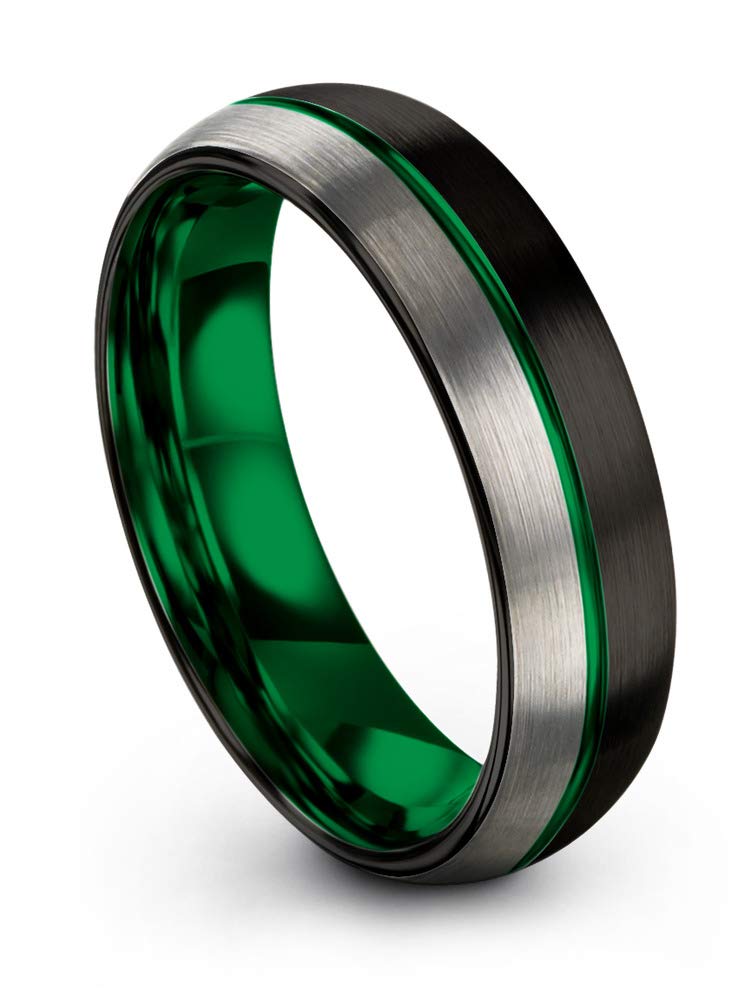 Tungsten Carbide Wedding Band Ring 6mm for Men & Women - Blue Black Center Line, Dome Black Grey, Half Brushed Polished Finish - Custom Engraved Anniversary & Engagement Ring - Perfect for Weddings, Proposals & Special Occasions