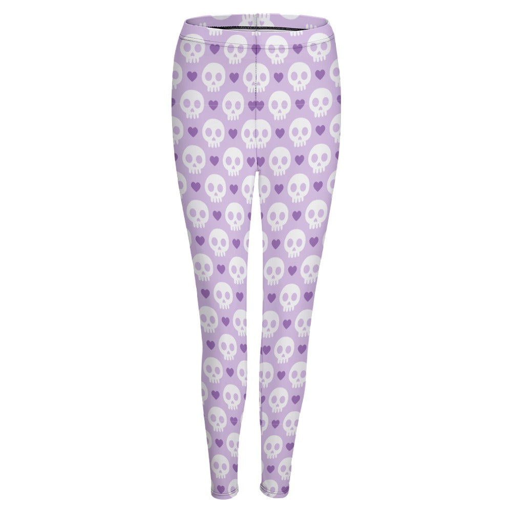 Stylish Purple Skull Print Leggings for Women - Trendy Gothic Fashion, Comfortable & Stretchy - Perfect for Halloween, Cosplay, and Casual Wear