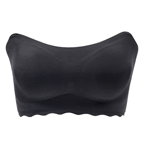 Women's Strapless Sports Bra - Non-Slip Wrap Design, Sexy & Comfortable for Yoga, Gym & Daily Wear (Black, XL)