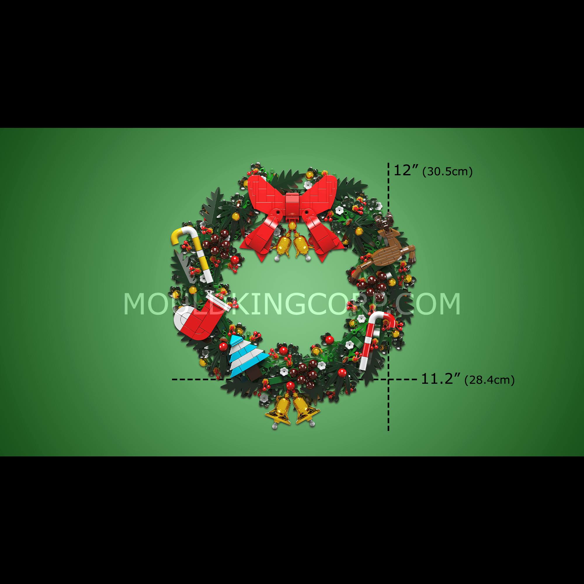 Mould King 10073 Christmas Eucalyptus Wreath Building Set - 1,002 Piece Holiday DIY Decoration Kit for Home, Door & Wall Decor | Perfect for Christmas Tree Ornaments & Festive Gift Giving