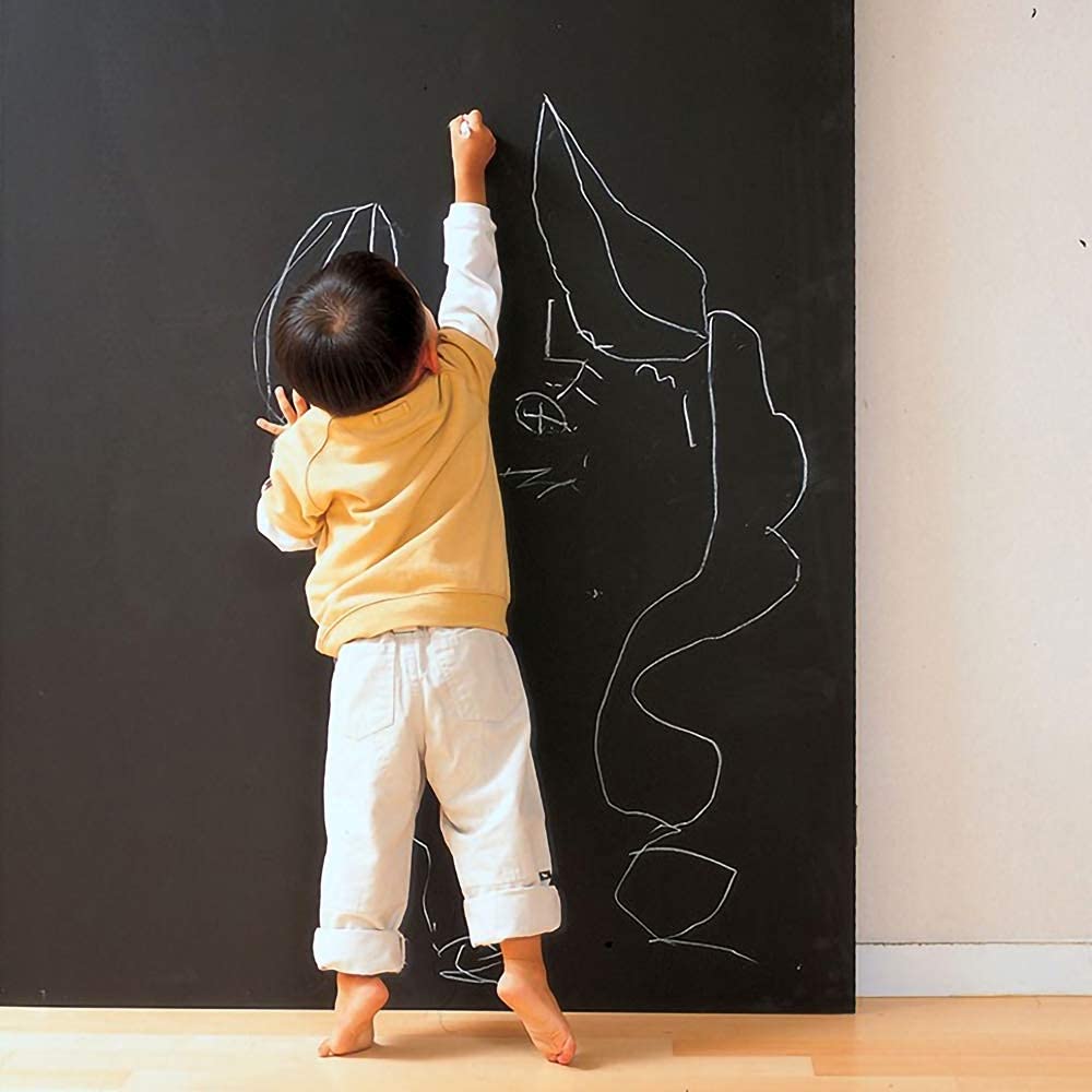 Self-Adhesive Chalkboard Contact Paper - Blackboard Vinyl Wallpaper, Removable Chalk Wall Decal with Marker Chalk (17.7