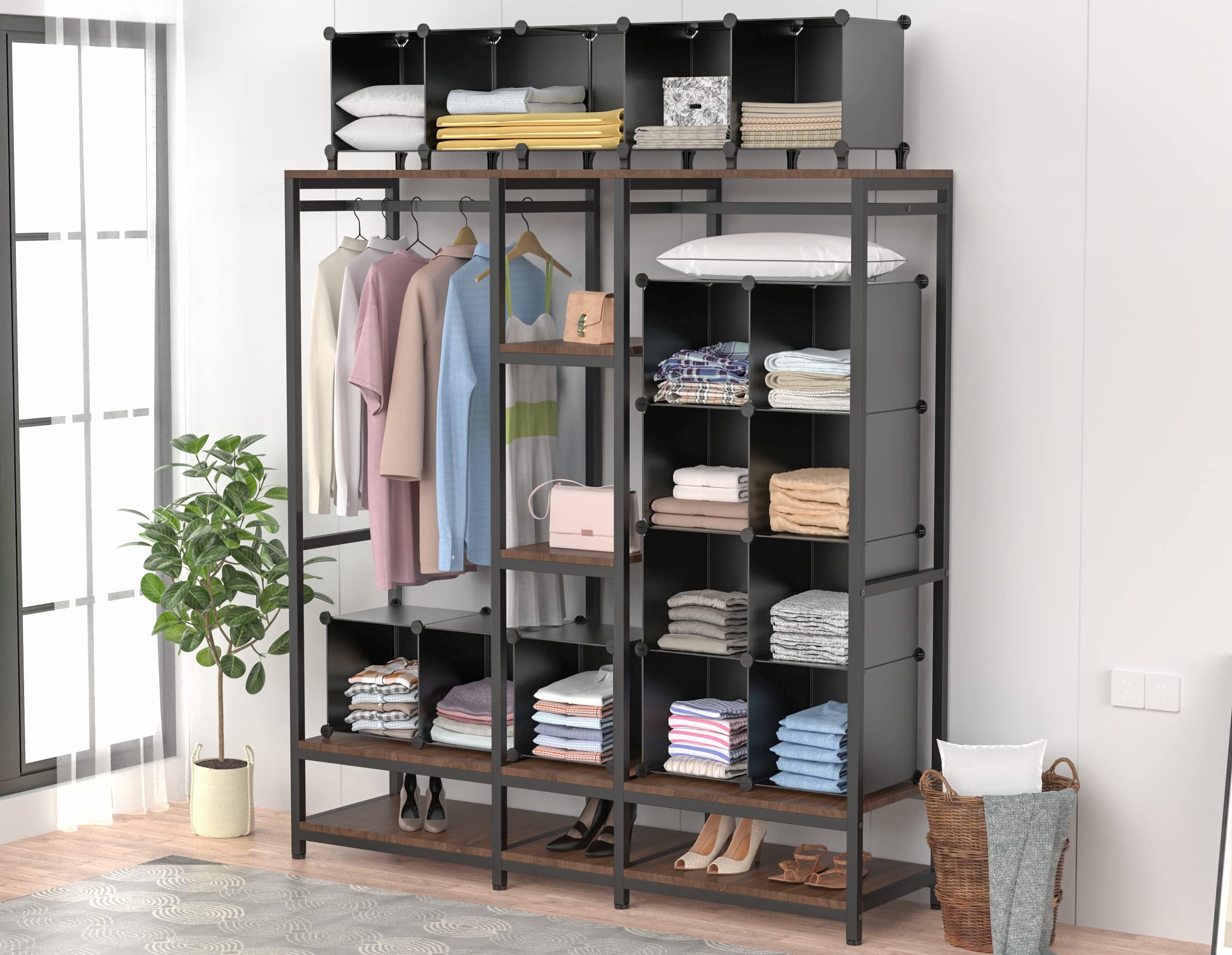 HOMIDEC 12-Cube Closet Organizer & Storage Shelf - Portable Closet Organizer for Kids Clothes, Bedroom, Bathroom, Office - 11.8x11.8x11.8 Inches, Black - Perfect for Space Saving & Home Organization
