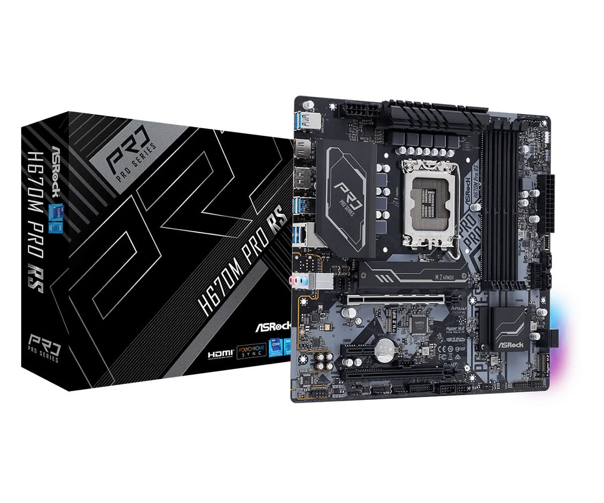 ASRock H670M Pro RS Intel H670 LGA 1700 Micro ATX Motherboard - Perfect for Gaming PC Builds & Home Office Workstations