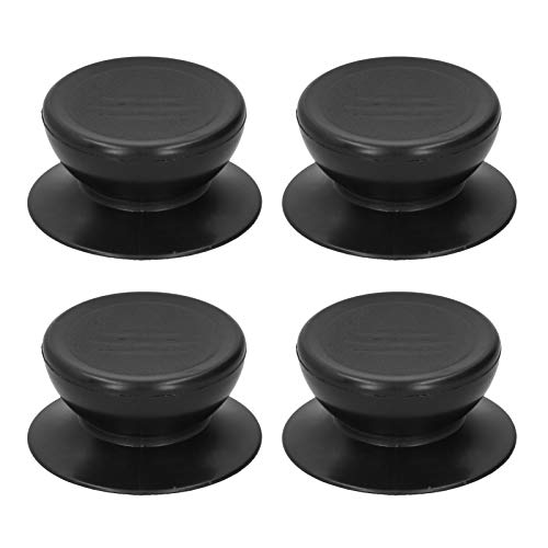4Pcs Black Round Pot Lid Knobs - Universal Heat-Resistant Replacement Knobs for Pans, Saucepan & Kettle Lids - No Screws or Washers Needed - Durable Cookware Accessories for Kitchen, Stovetop & Oven Use