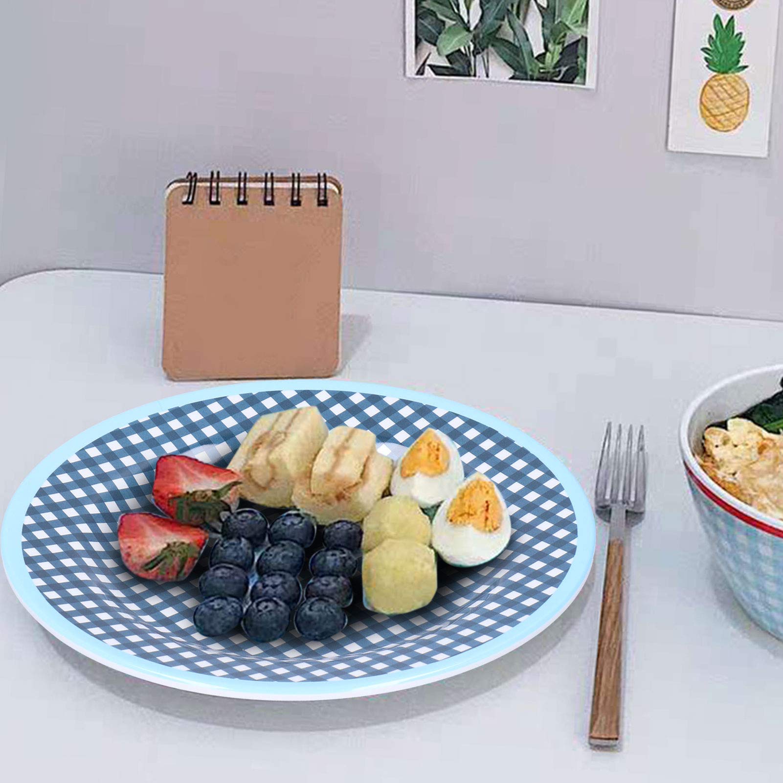 9-Inch Melamine Dessert Plates & Cutlery Set - 4-Piece Salad & Fruit Serving Dishes - Durable Kitchen Tableware for Home, Restaurant & Hotel Use - Perfect for Dinner Parties, Picnics & Catering Events