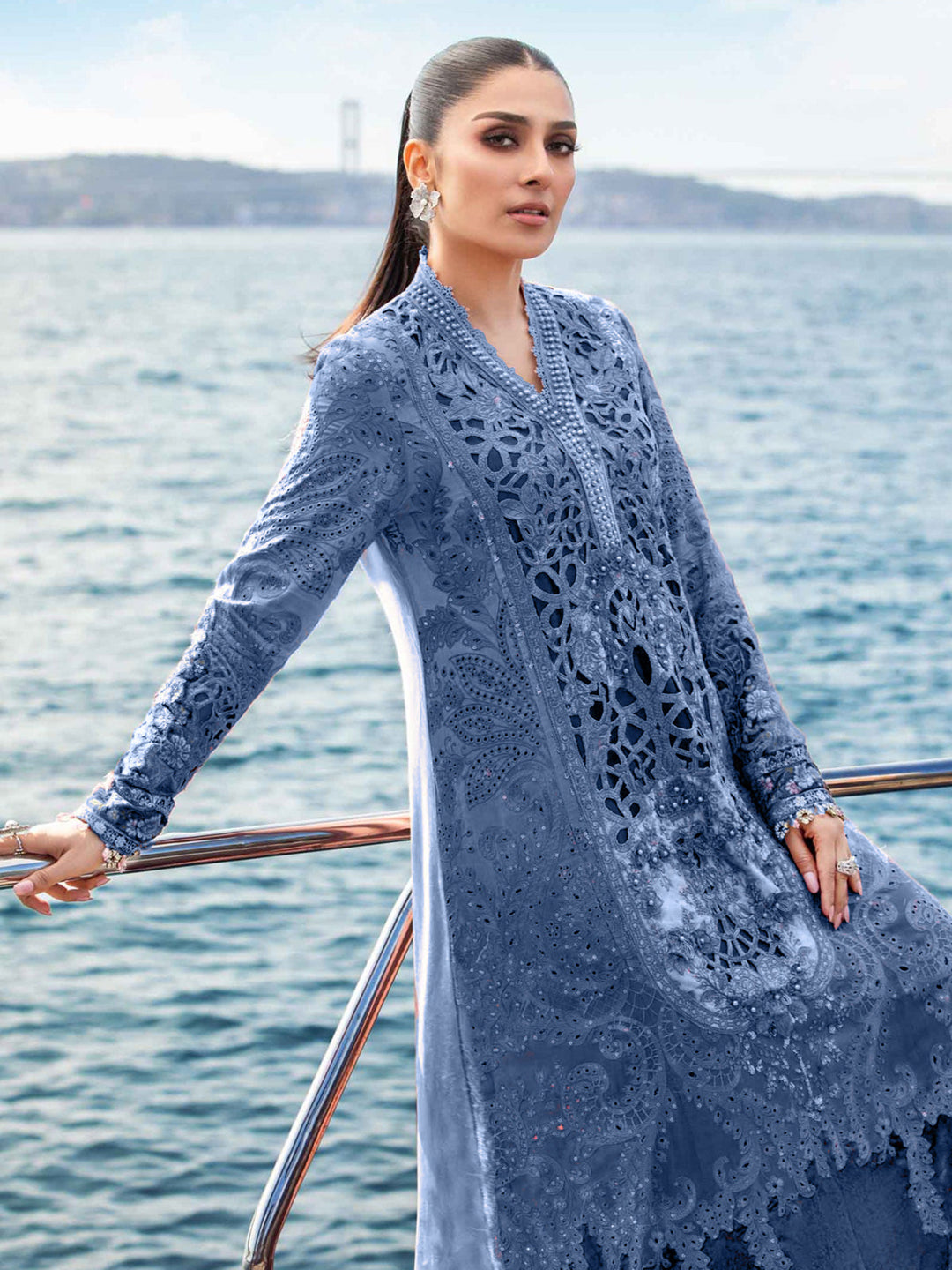 Elegant Blue Designer Semi-Stitched Pant Suit with Exquisite Embroidery - Perfect for Weddings, Parties & Special Occasions