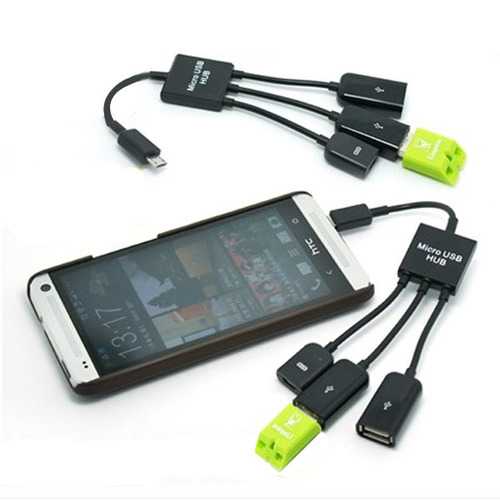 Dual Micro USB Host OTG Hub Adapter Cable for Android Tablets - Connect Keyboards, Mice & Flash Drives for Work & Gaming
