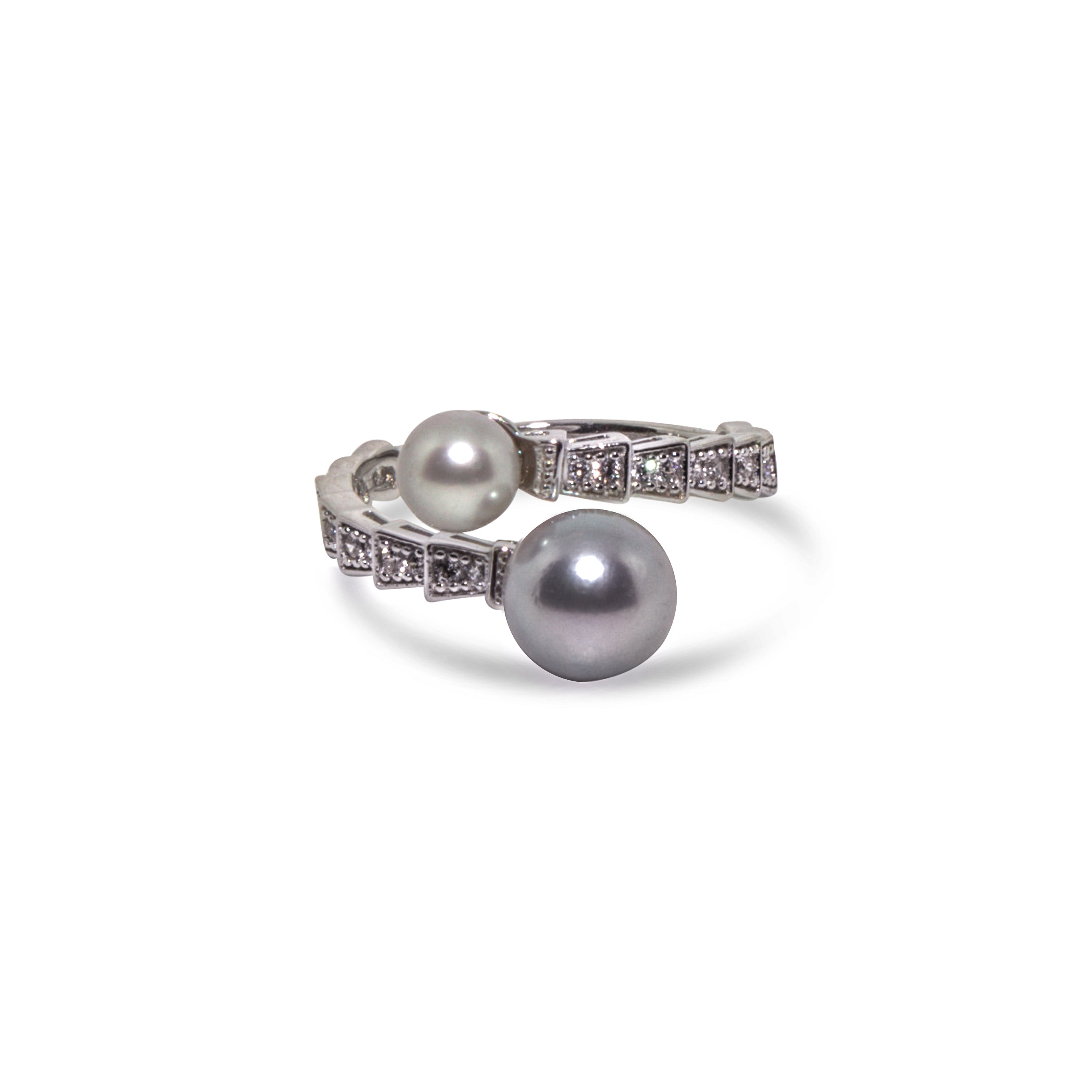 Elegant Akoya Twilight Spiral Pearl Ring - 14K Gold Plated Japanese Cultured Pearl Jewelry for Women, Perfect for Weddings, Anniversaries & Special Occasions