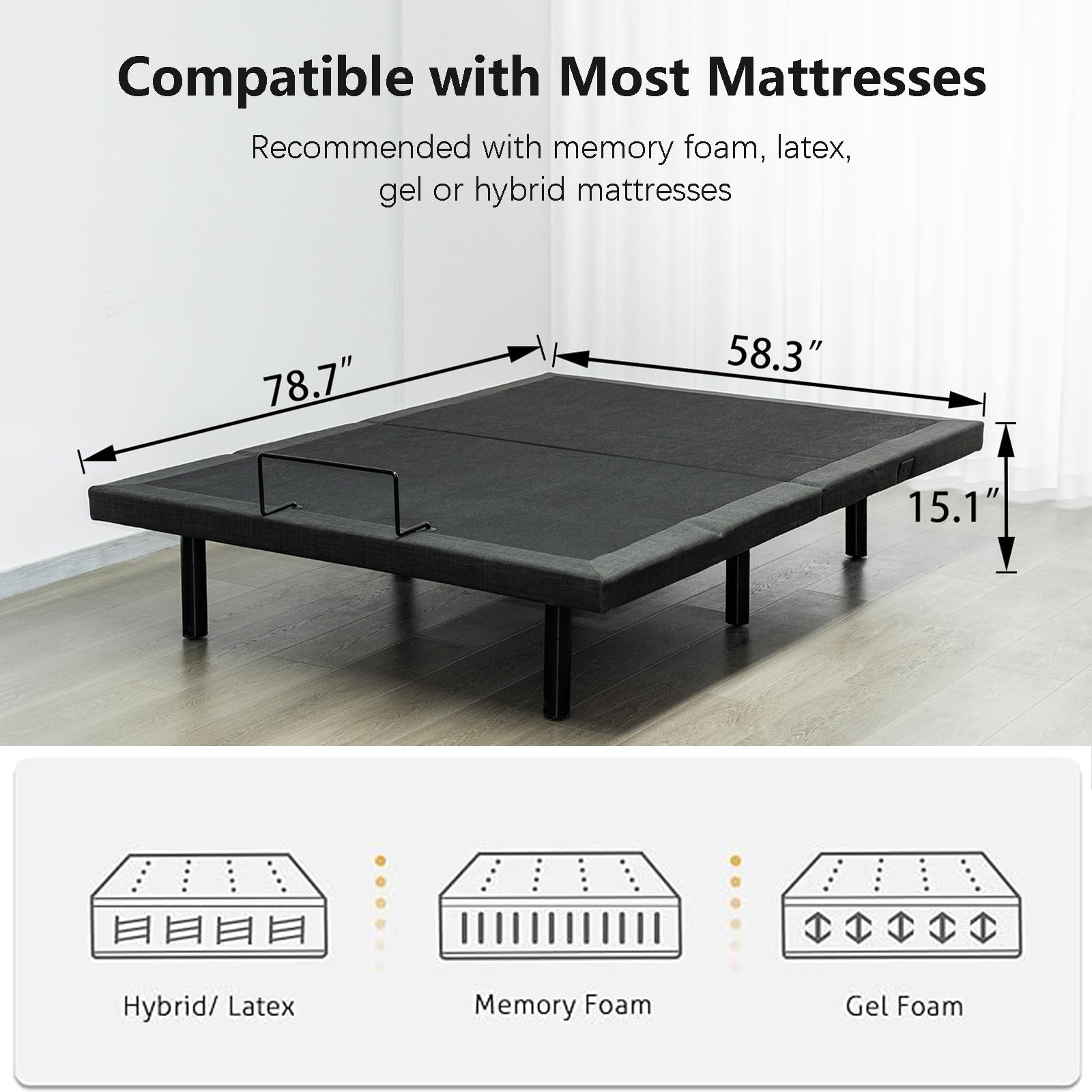 Adjustable Queen Bed Frame with Zero Gravity, Wireless Remote, Under Bed Lighting, Head & Foot Incline, USB Ports & Adjustable Legs - Easy Assembly for Home, Office & Guest Room Comfort