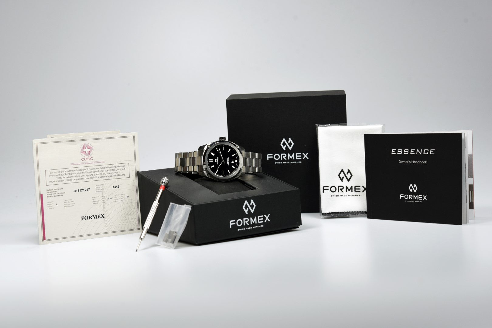 Formex Essence FortyThree Chronometer Black Steel Watch - Certified Pre-Owned Swiss Automatic Timepiece for Men | Luxury Dress Watch for Business, Formal Events & Collectors