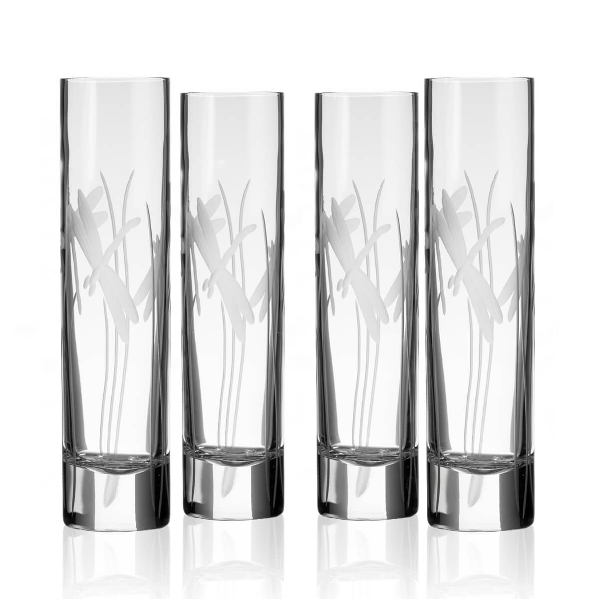 Dragonfly 8 Bud Vase Set of 4 - Elegant Glass Flower Vases for Home Decor, Wedding Centerpieces & Tabletop Arrangements