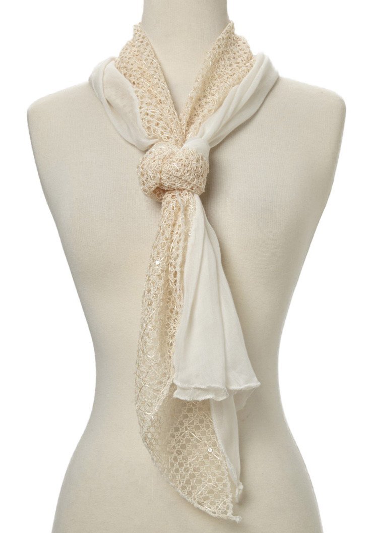 Lightweight Soft Sequin Crochet Triangle Scarf for Women - Elegant Fashion Accessory for Parties, Weddings & Evening Events