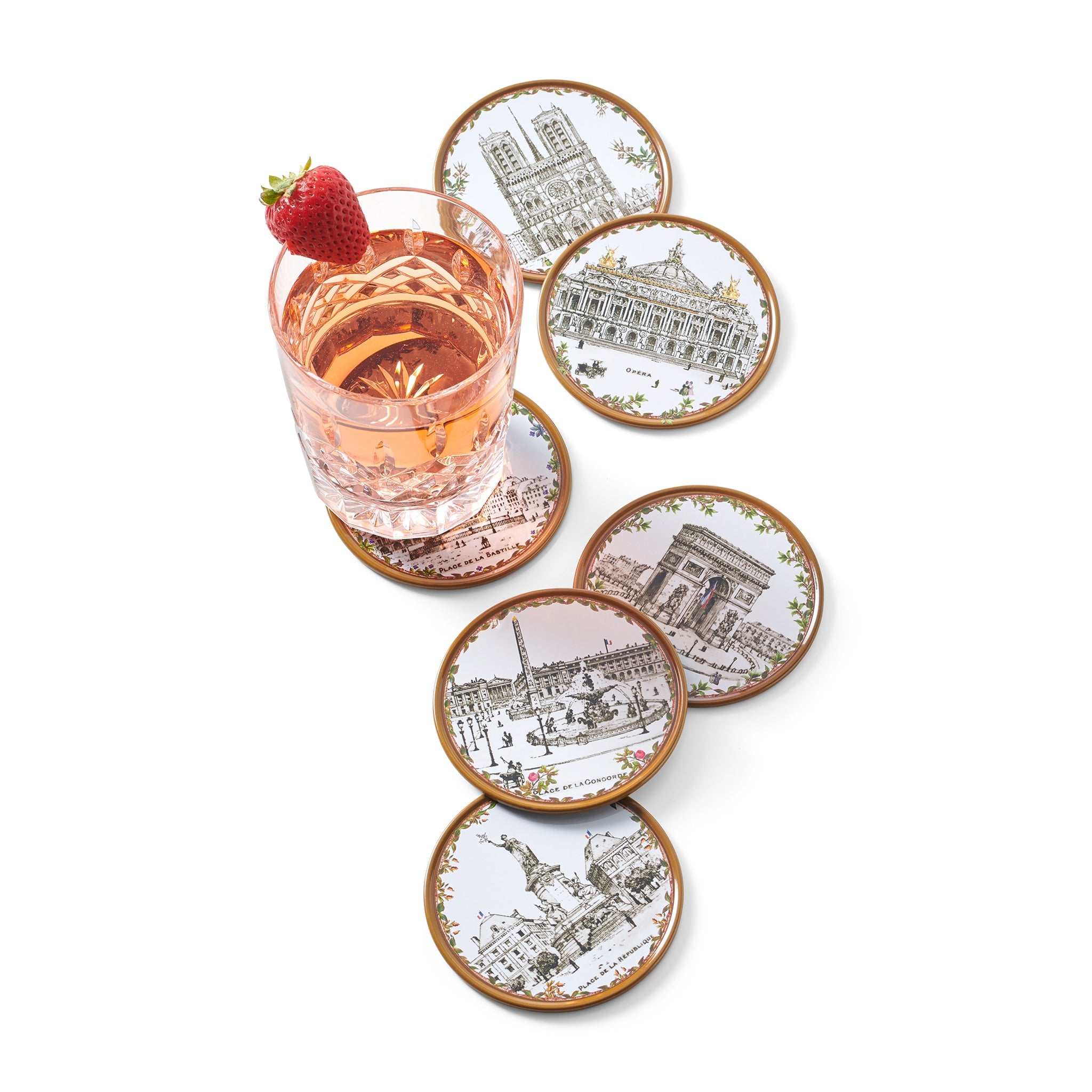 Paris Scenes Coaster Set - 6-Piece Elegant French Landmark Drink Coasters | Perfect for Home Decor, Coffee Table, Bar & Party Use