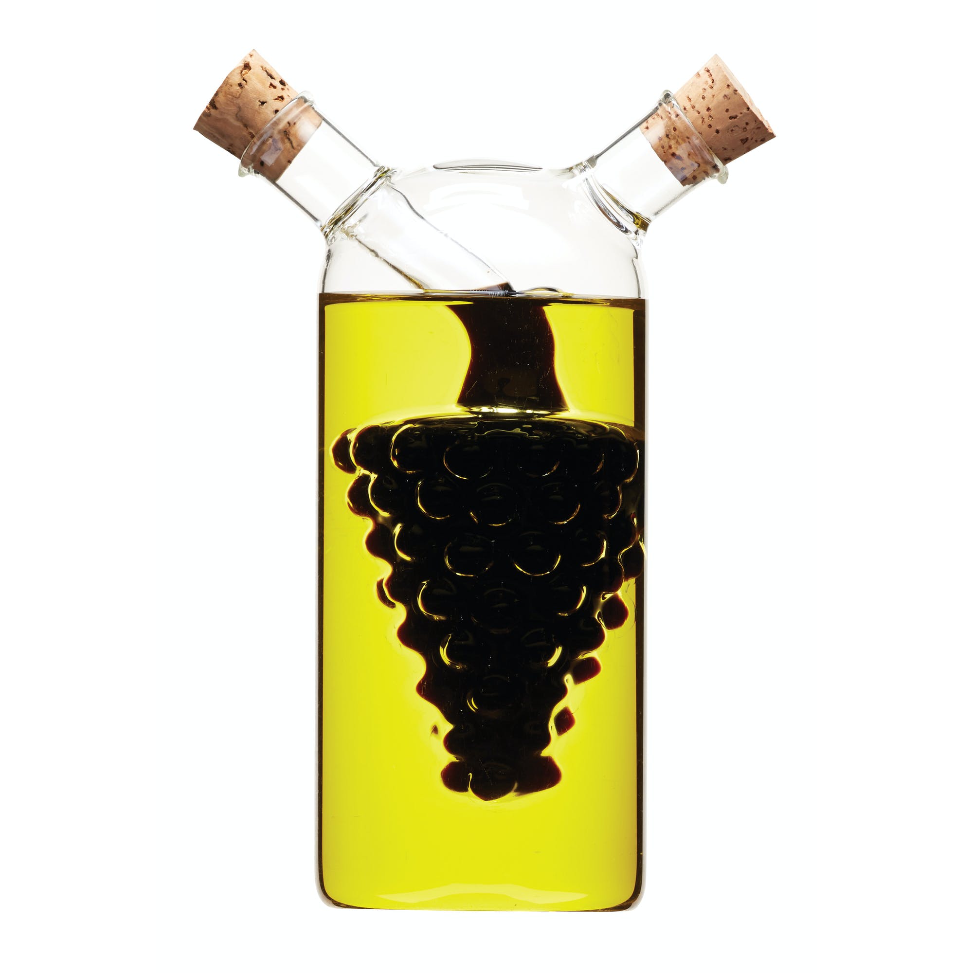 Italian 2 in 1 Oil & Vinegar Cruet Bottle - 300ml & 50ml Glass Dispenser for Kitchen, Salad Dressing, Cooking - Perfect for Restaurants & Home Use