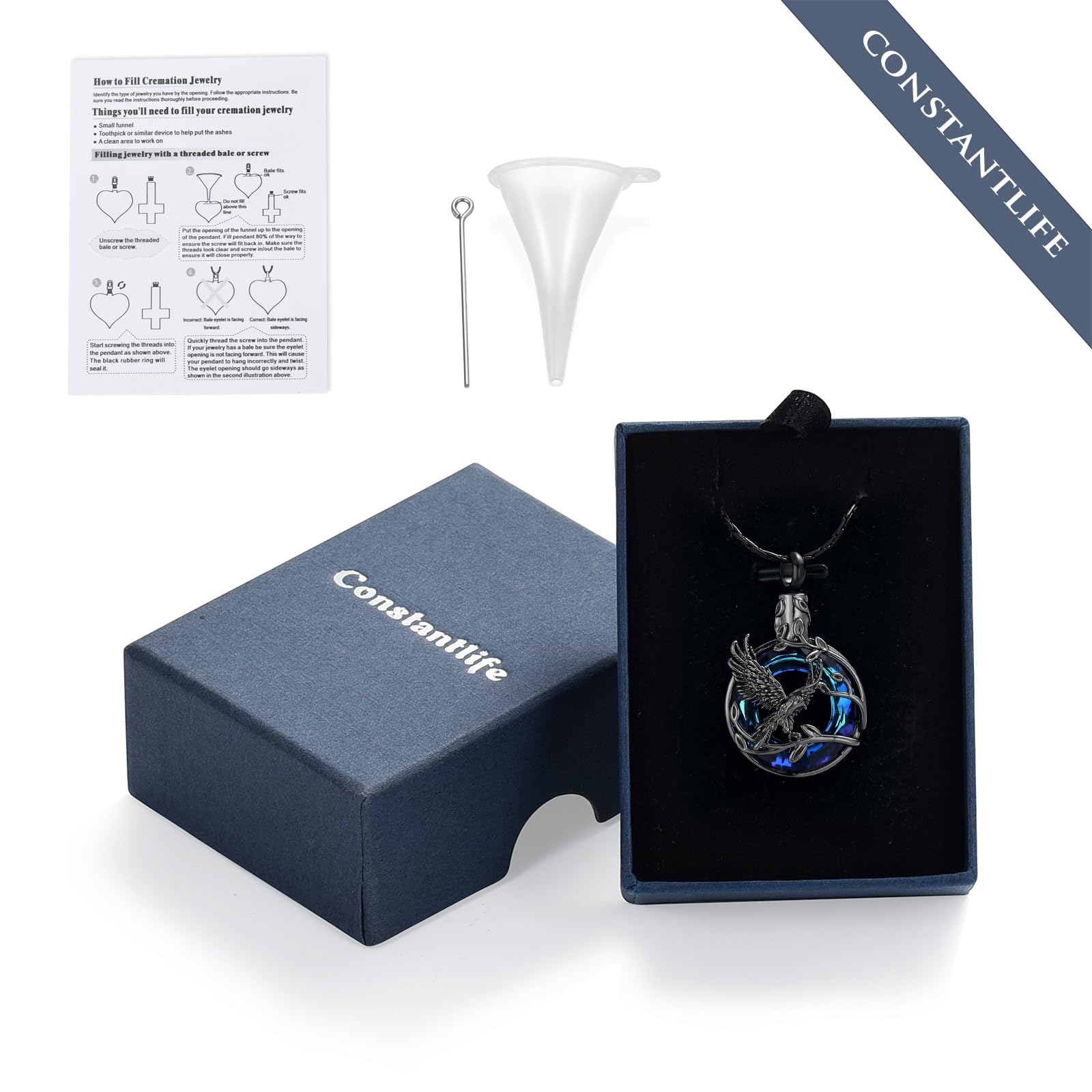 Eagle Design Cremation Jewelry - Stainless Steel Ashes Pendant for Memorial