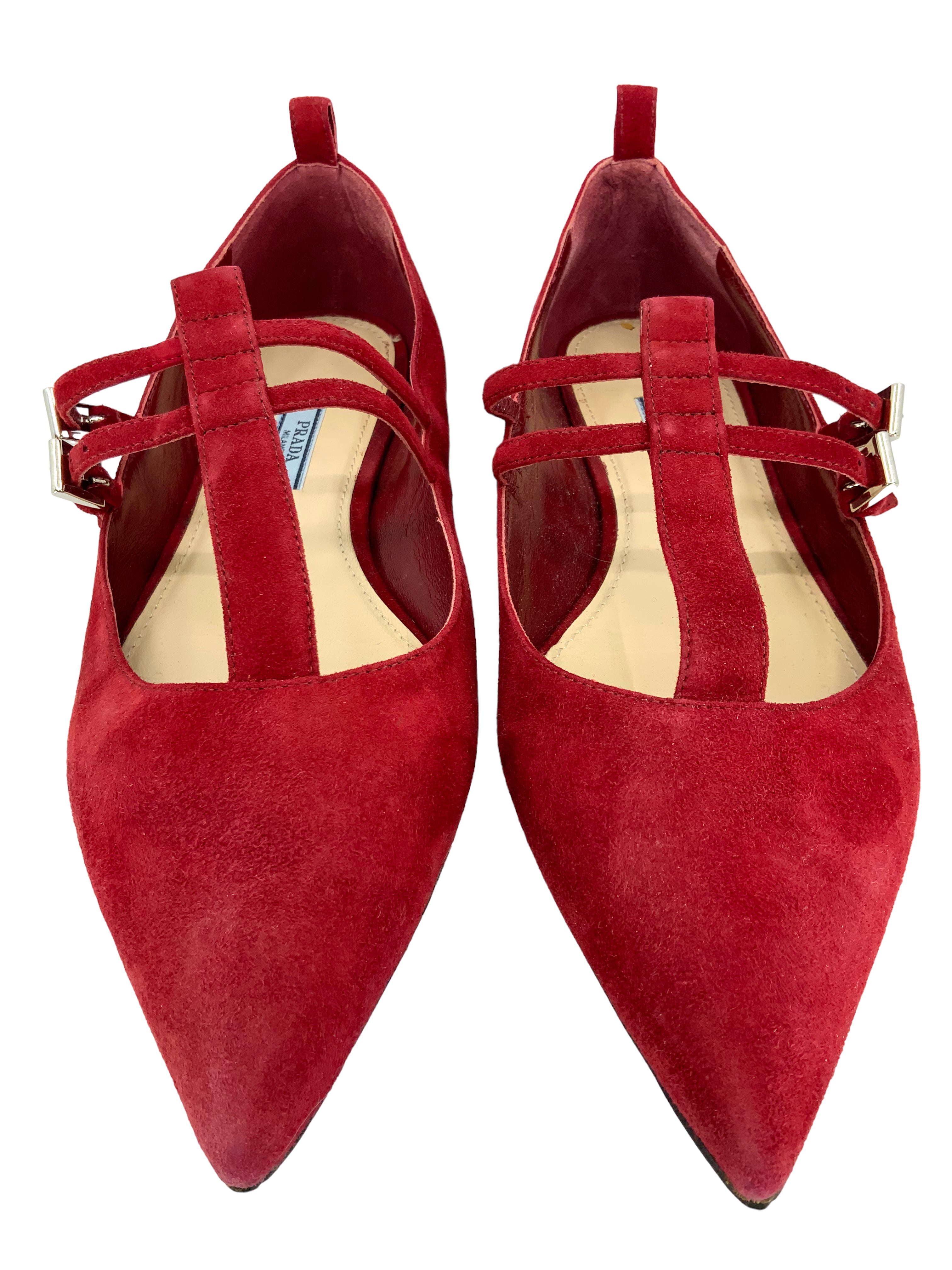 PRADA Suede Point Toe Ballet Flats Women's Size 7 | Comfortable & Elegant Shoes for Work, Date Night & Casual Outings