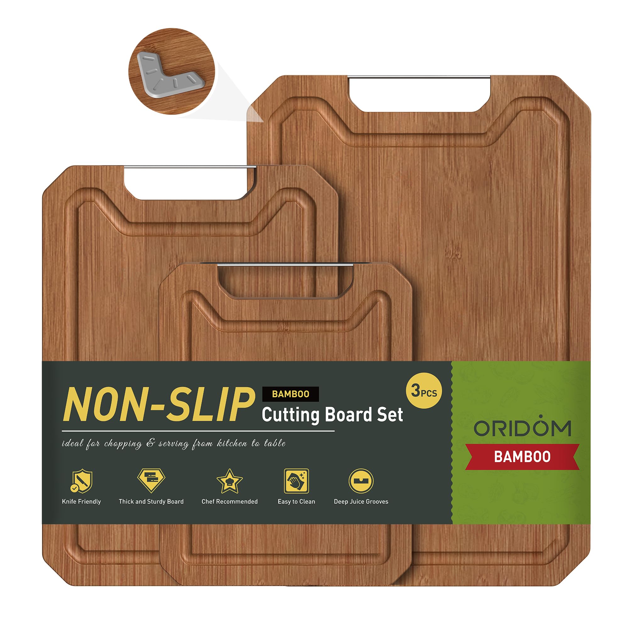 Bamboo Cutting Board - Double Sided for Kitchen & Charcuterie