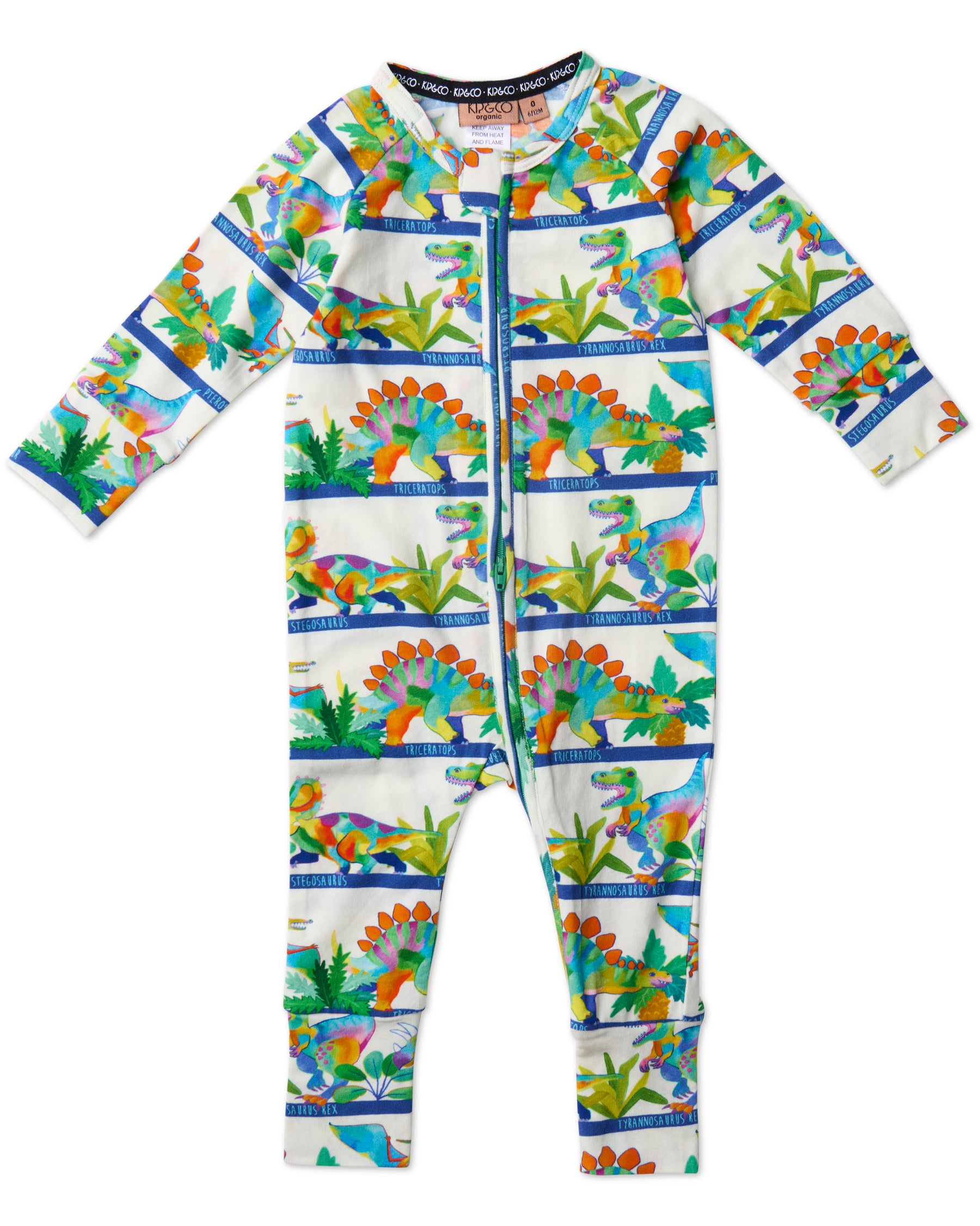 Dino Safari Organic Cotton Long Sleeve Zip-Up Romper for Baby Boys & Girls - Soft & Comfortable Dinosaur Pajamas for Playtime & Sleepwear