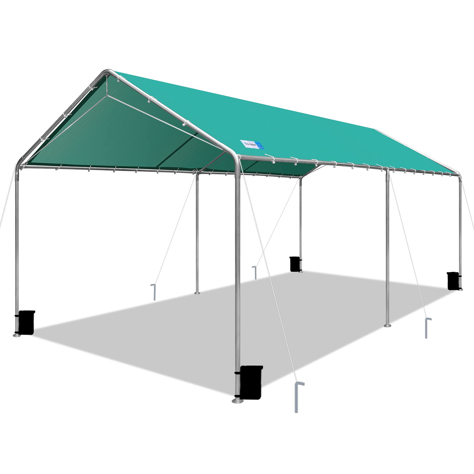 10x20 Ft Heavy Duty Outdoor Carport Canopy - Reinforced Steel Frame & 3 Steel Cables (Green) - Perfect for Vehicle Shelter, RV Cover & Outdoor Storage Protection