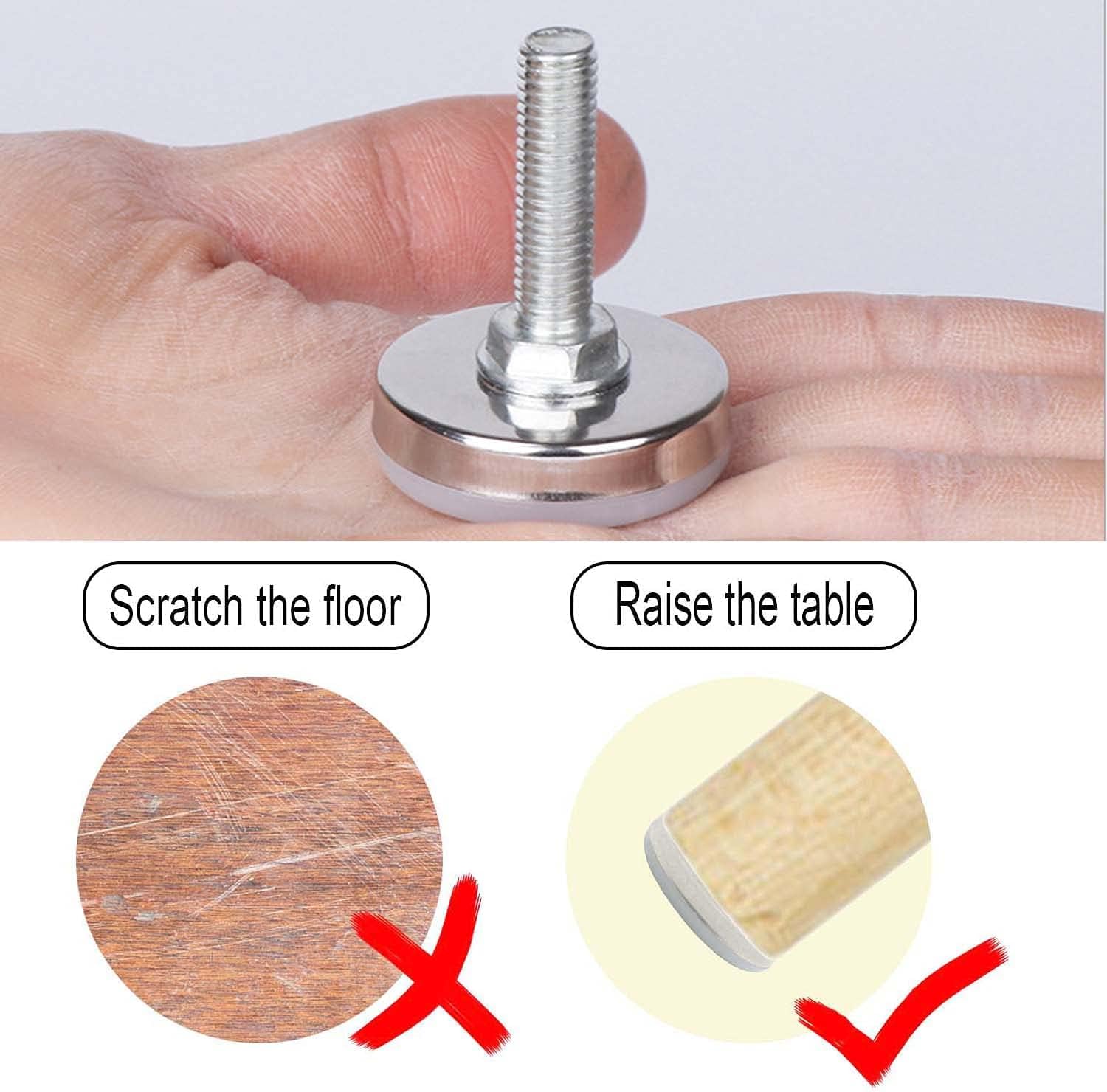 4-Piece Furniture Leveling Feet with Bolts - Adjustable Leg Levelers for Sofa, Table, Bed, Chair (M8x35x30mm) - Perfect for Uneven Floors & Home Furniture Stability