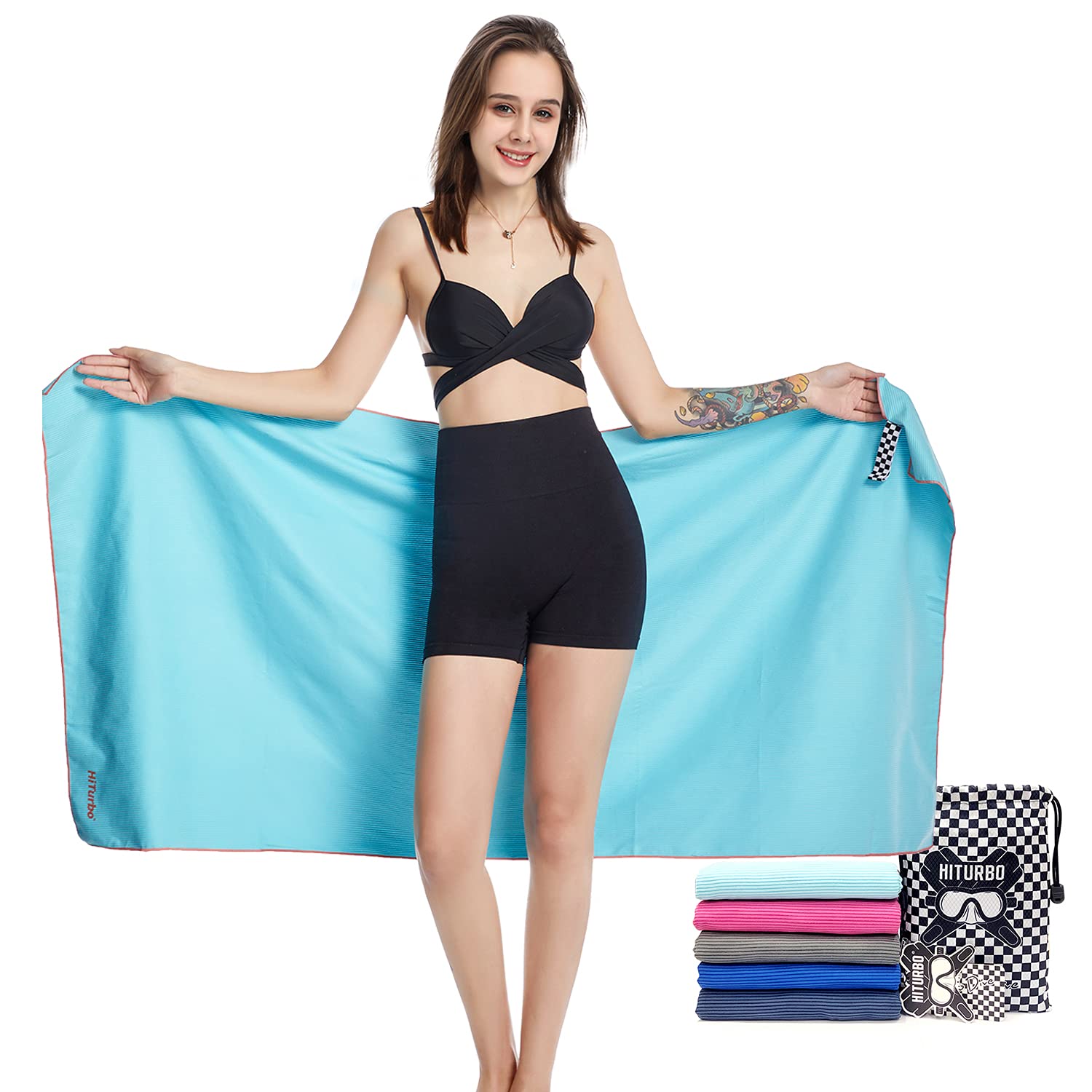 Microfiber Beach Towel - Quick Dry, Super Absorbent & Lightweight Bath Towel for Pool, Swimming, Travel | Compact Sand-Free Blanket for Camping, Yoga, Gym, Sports & Picnic