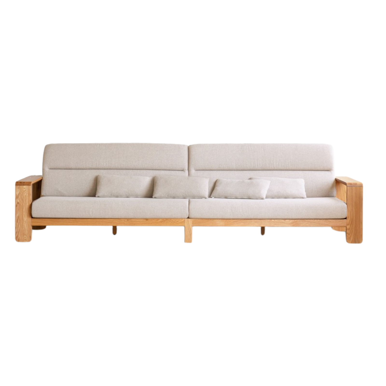 Oak Solid Wood Modern Log Style Corner Fabric Sofa - Rustic Cabin Furniture for Living Room, Lodge & Cozy Home Decor