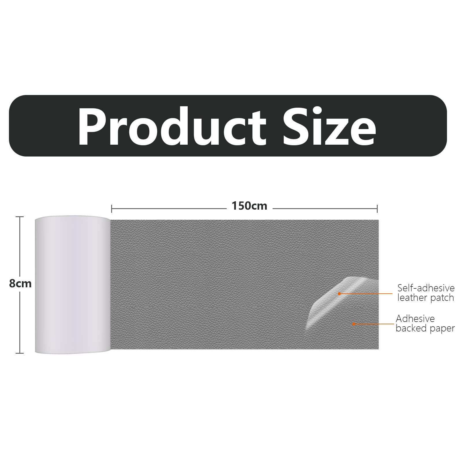 Self-Adhesive PU Leather Repair Patch Kit - Dark Gray Vinyl & Leather Repair Tape (3.1
