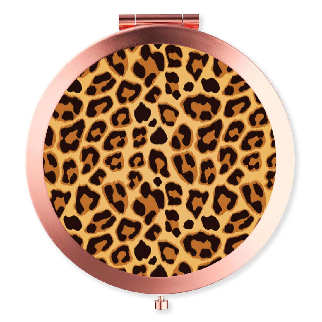 Andaz Press Rose Gold Compact Pocket Makeup Mirror - Watercolor Cheetah Animal Print - Perfect Gift for Women, Brides, Girls (1-Pack) | Ideal for Bridal Showers, Weddings, Travel & Everyday Use