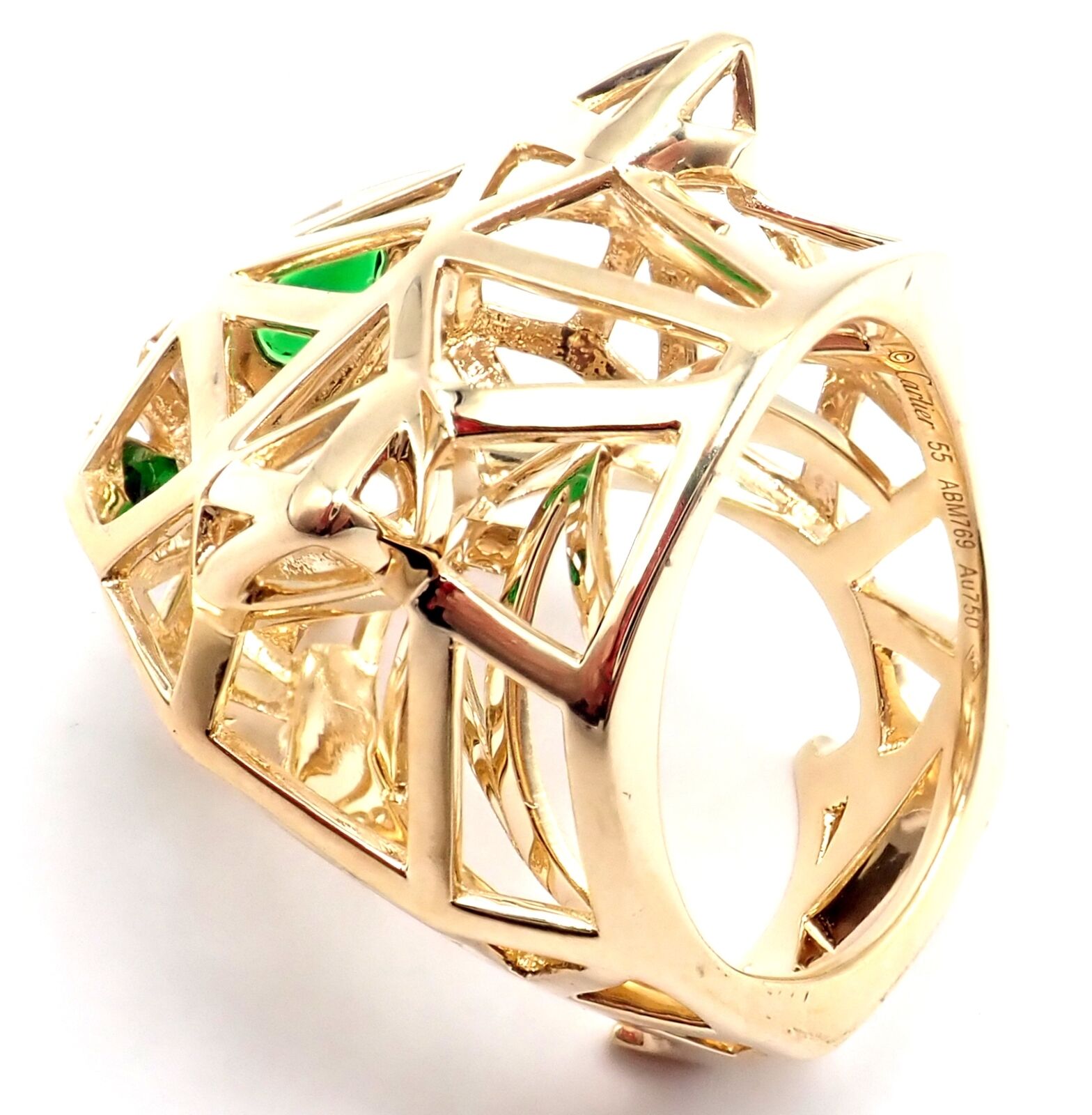 Authentic Cartier Panthere 18k Yellow Gold Tsavorite Onyx Ring - Luxury Jewelry for Women, Perfect for Weddings, Parties & Special Occasions