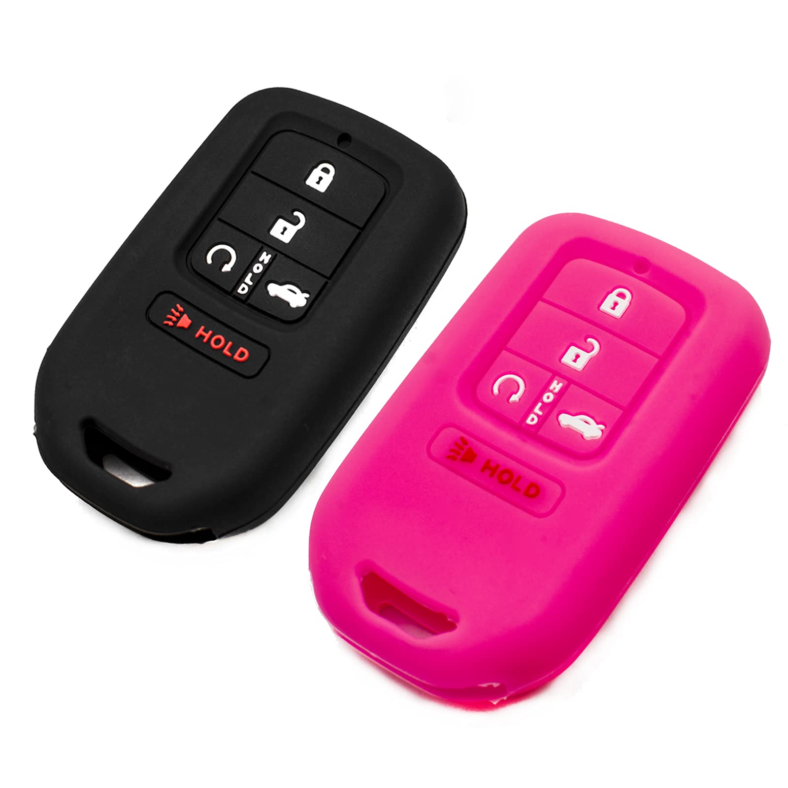 EYANBIS Silicone Key Fob Cover Compatible with Honda Civic Accord Pilot CR-V Insight Passport | 5-Button Remote Key Protection Case (Black & Rose) | Durable Car Accessories for Everyday Use & Key Protection