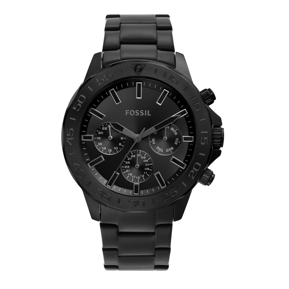 Bannon Multifunction Black Stainless Steel Watch for Men - Waterproof Chronograph with Date Display - Perfect for Business, Casual & Outdoor Activities