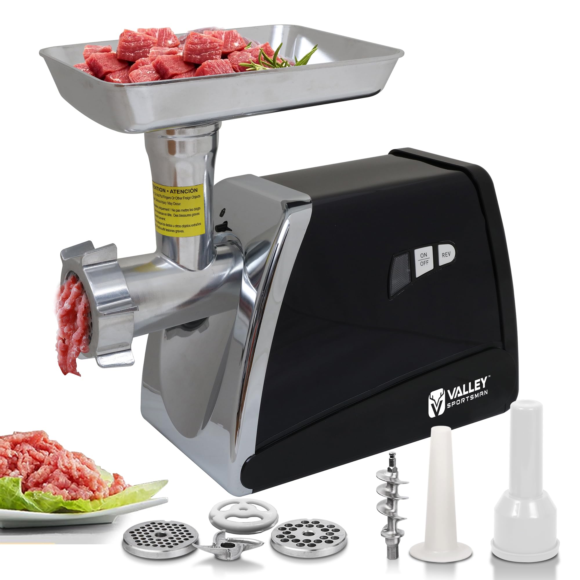 8# Electric Meat Grinder & Sausage Stuffer - 3/4HP 575W Heavy Duty Mincer with Stainless Steel Blades & 3 Grinding Plates - Perfect for Home Kitchen, BBQ Parties & Hunting Season - Black