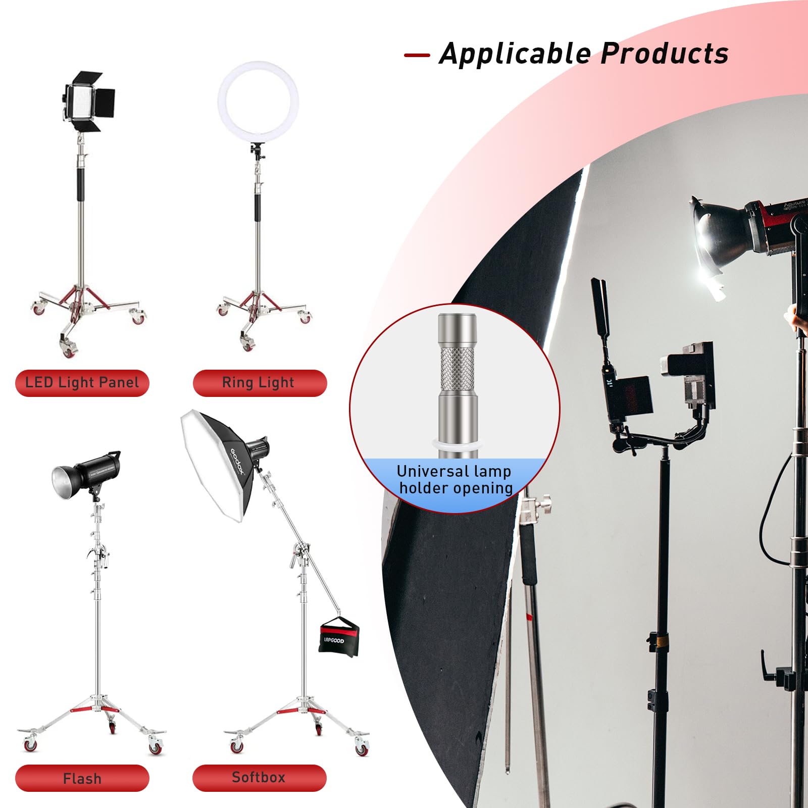 Heavy Duty Adjustable Light Stand with Wheels - 10ft/305cm Stainless Steel Tripod Stand for Studio Photography, Softbox, Monolight & Reflector | Perfect for Home Studios, Professional Photo Shoots & Video Production