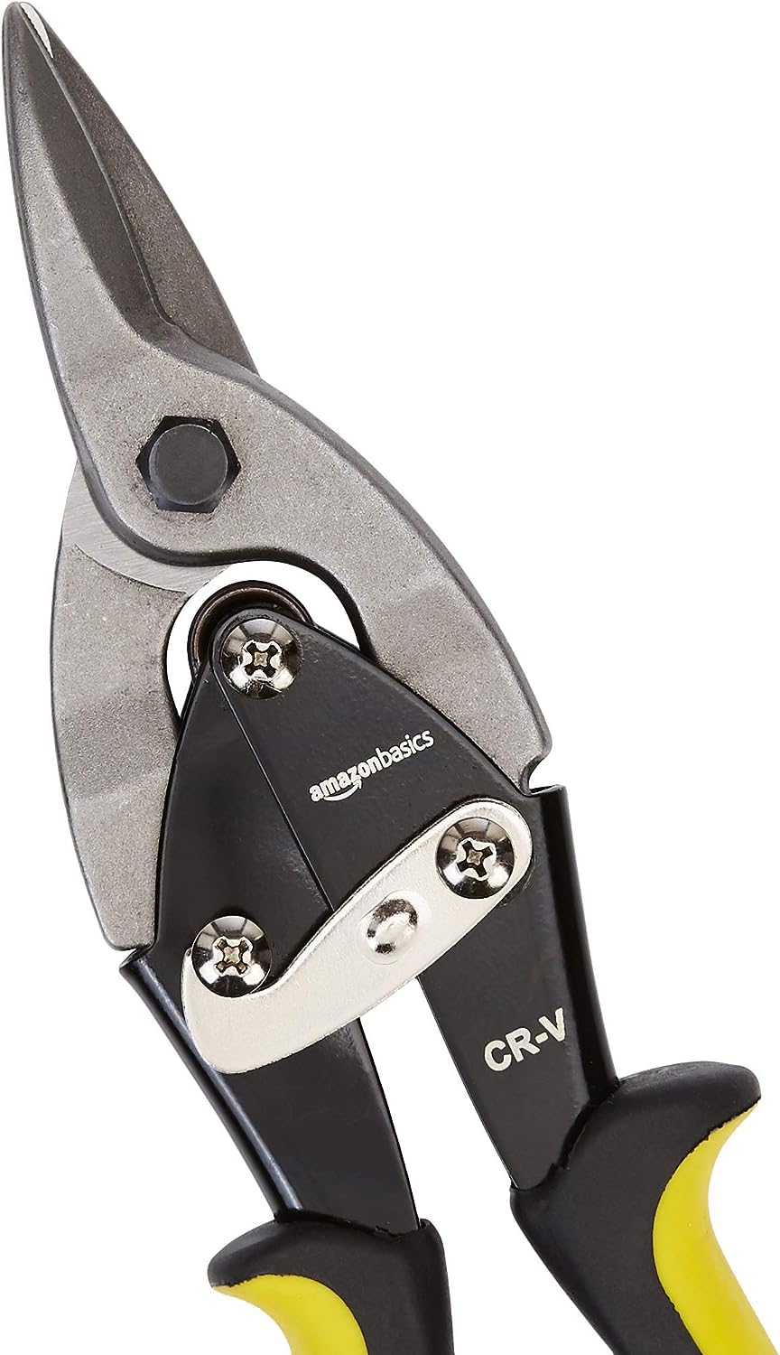 Amazon Basics Straight Cut Aviation Snip - Heavy Duty Metal Shears for Cutting Sheet Metal, Aluminum, and Steel - Ideal for HVAC, Roofing, and DIY Projects