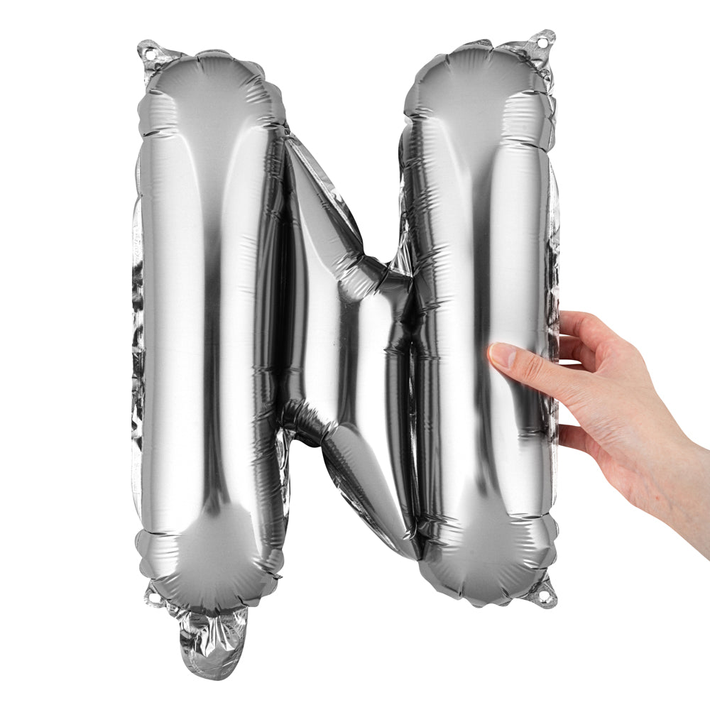 Balloonify Silver Mylar Letter N Balloon - 16 Inch Large Foil Alphabet Balloon for Birthday Party Decorations, Baby Showers & Graduation Celebrations