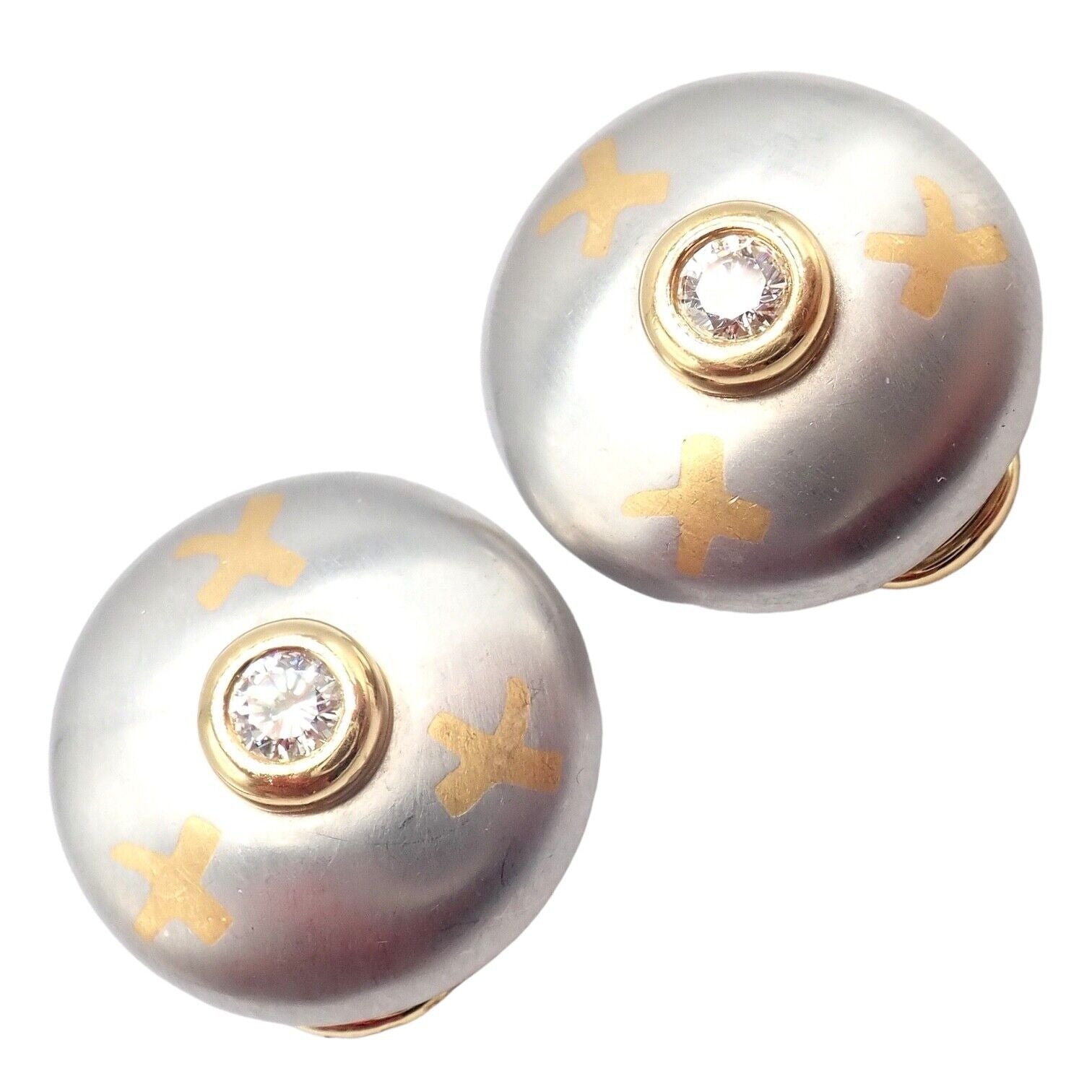 Authentic Tiffany & Co Platinum & 18k Yellow Gold Picasso Diamond X Earrings - Luxury Jewelry for Weddings, Anniversaries & Special Occasions