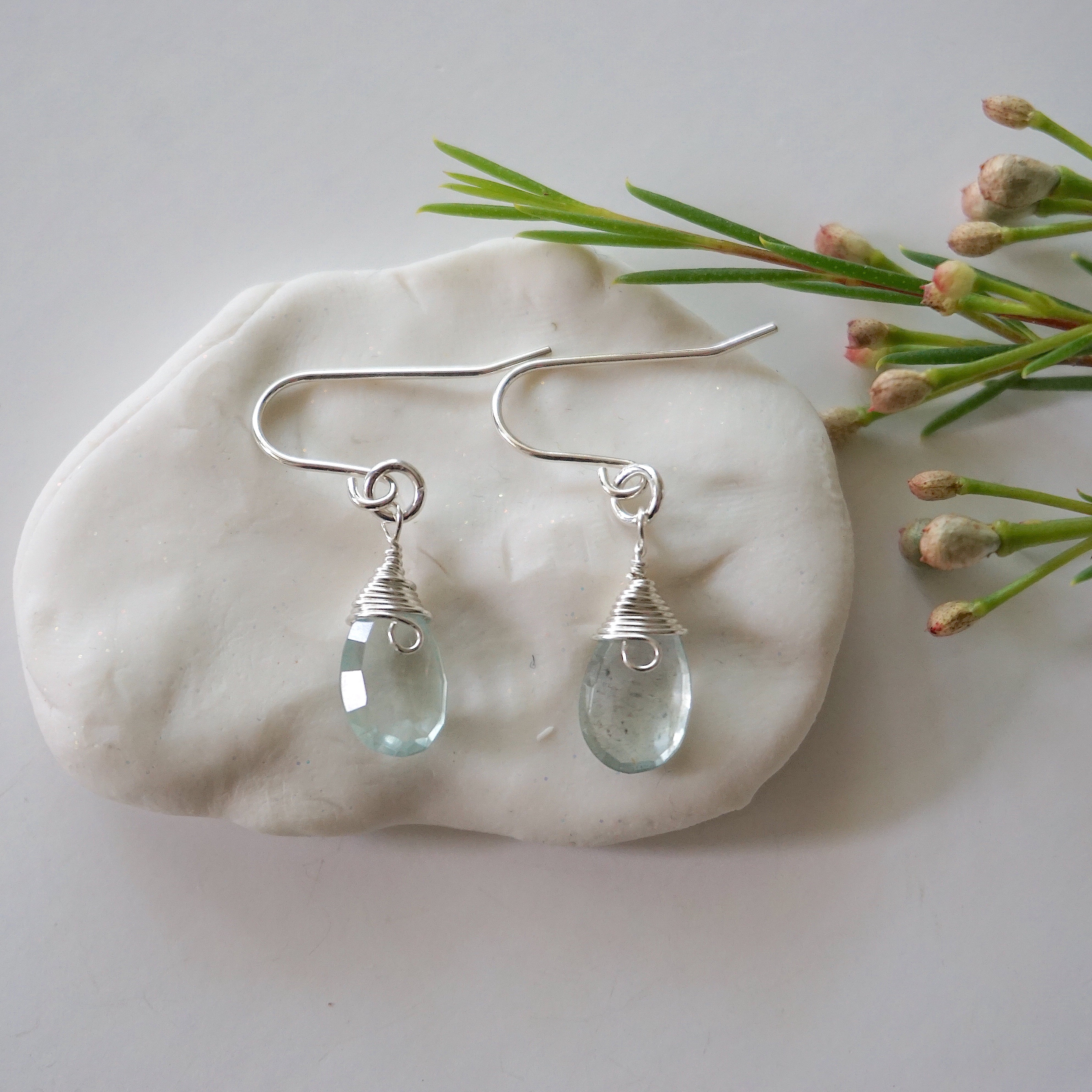 Aquamarine Teardrop Earrings - Sterling Silver Dangle Earrings for Women | Elegant Jewelry Gift for Birthday, Wedding & Special Occasions