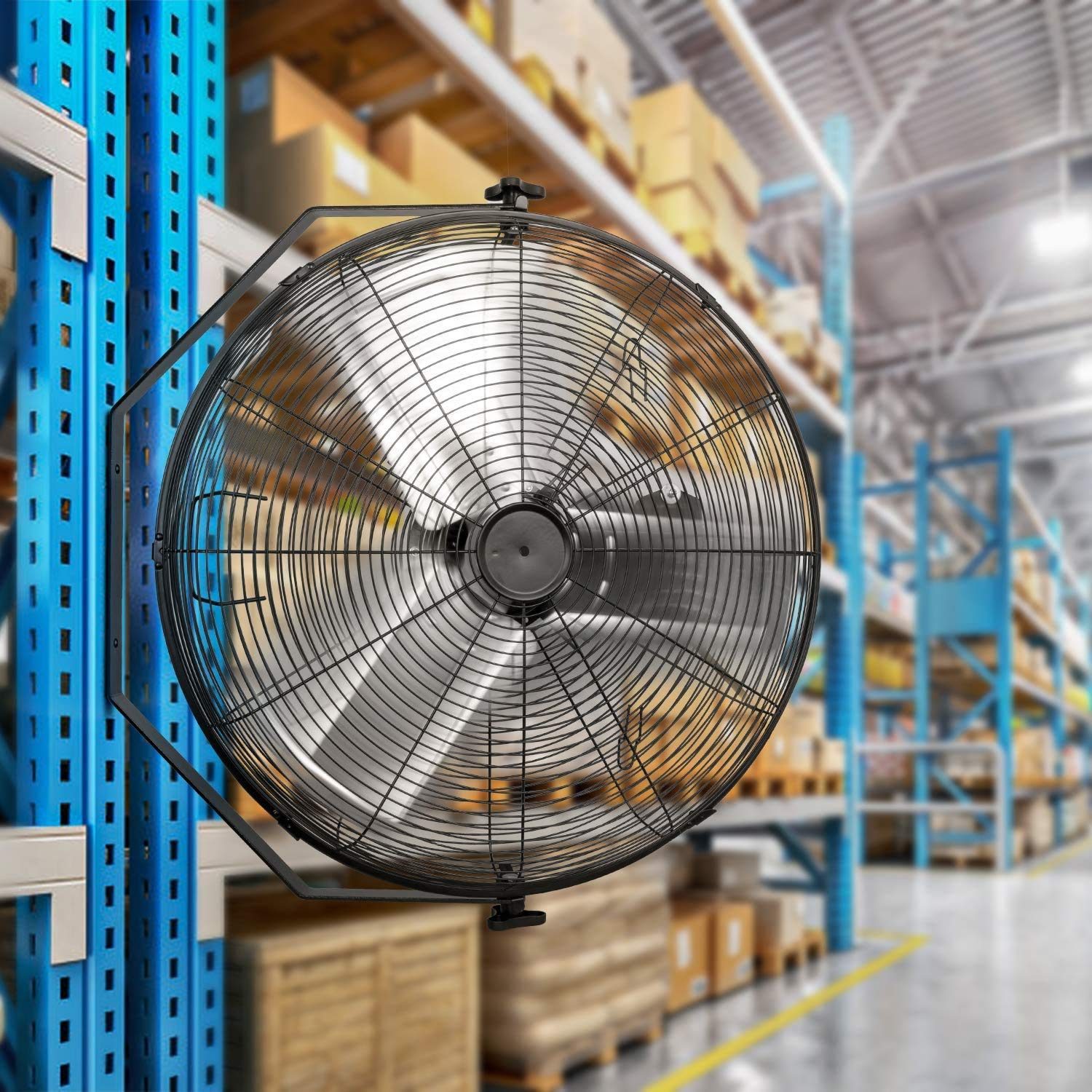 Simple Deluxe 24 Inch Industrial Wall Mount Fan - 3 Speed High Velocity Metal Fan for Warehouse, Greenhouse, Workshop, Patio, Factory & Basement Ventilation | Commercial Grade, Durable & Quiet | Perfect for Cooling Large Spaces & Improving Air Circulation