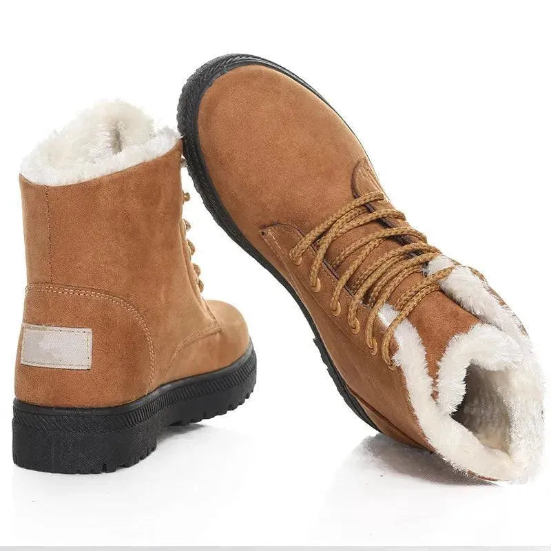 Women's Waterproof Lace-Up Winter Snow Boots - Warm Fur Lined Ankle Boots for Cold Weather, Hiking & Outdoor Activities