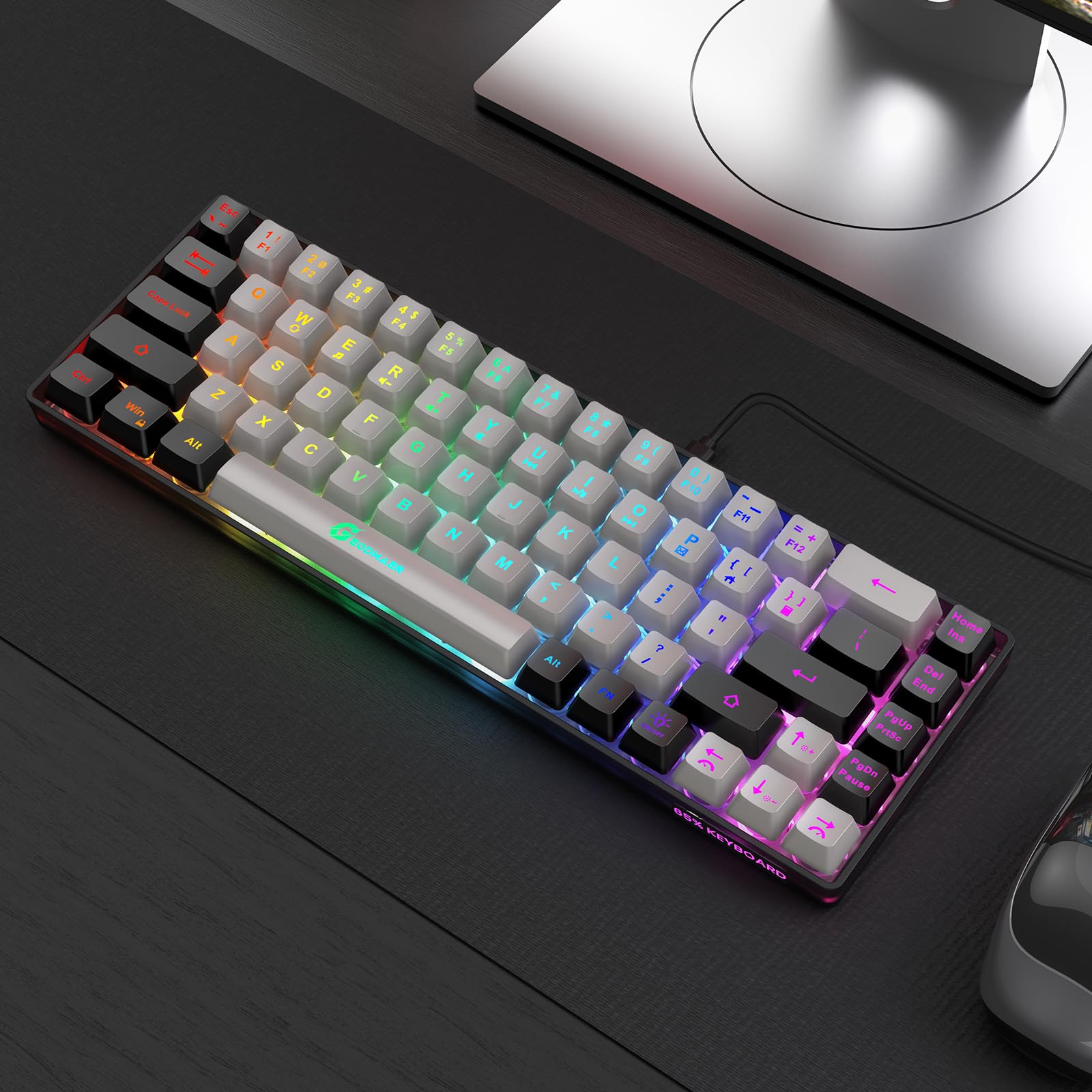 65% Wired Gaming Keyboard - Compact 68 Keys, Anti-Ghosting for PC Gamers (Office & Esports)