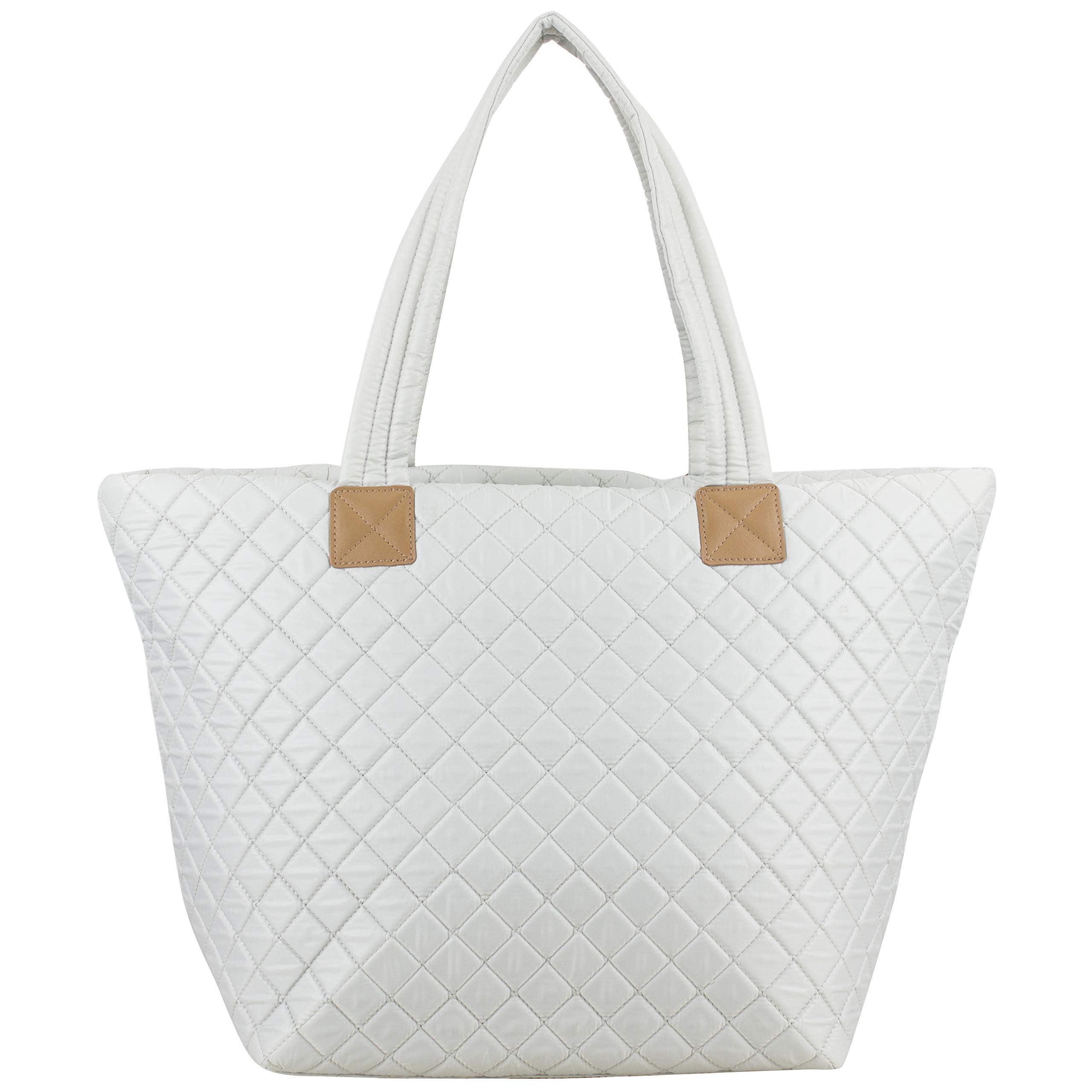BODHI Quilted Soft Luxe Large Tote Bag for Women - Stylish Travel Shoulder Bag with Top Handle, Perfect for Gym, Work & Daily Use in Elegant Fog Gray | Ideal for Office Commute, Shopping & Weekend Getaways