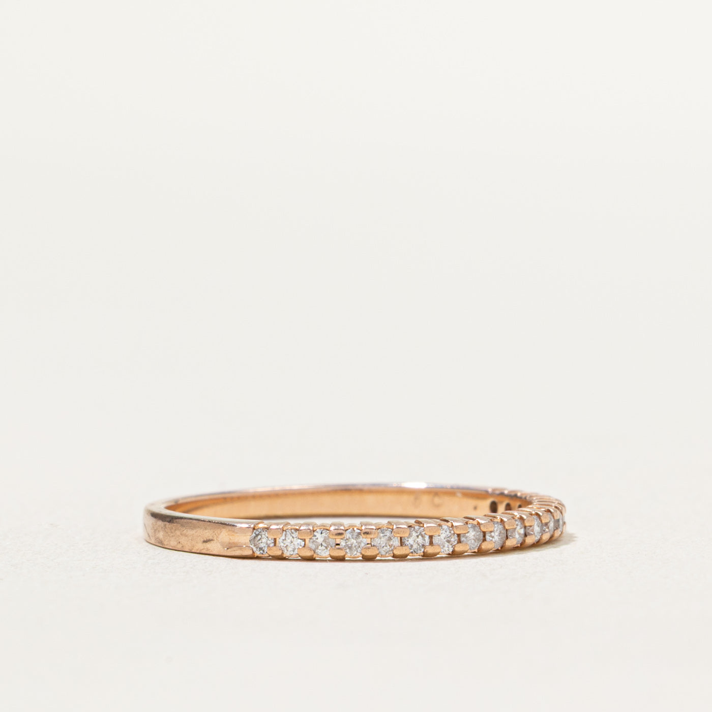 10K Rose Gold Semi Eternity Diamond Wedding Band Ring | 0.19ctw | Size 7 | Perfect for Anniversary, Engagement, or Bridal Jewelry Gift