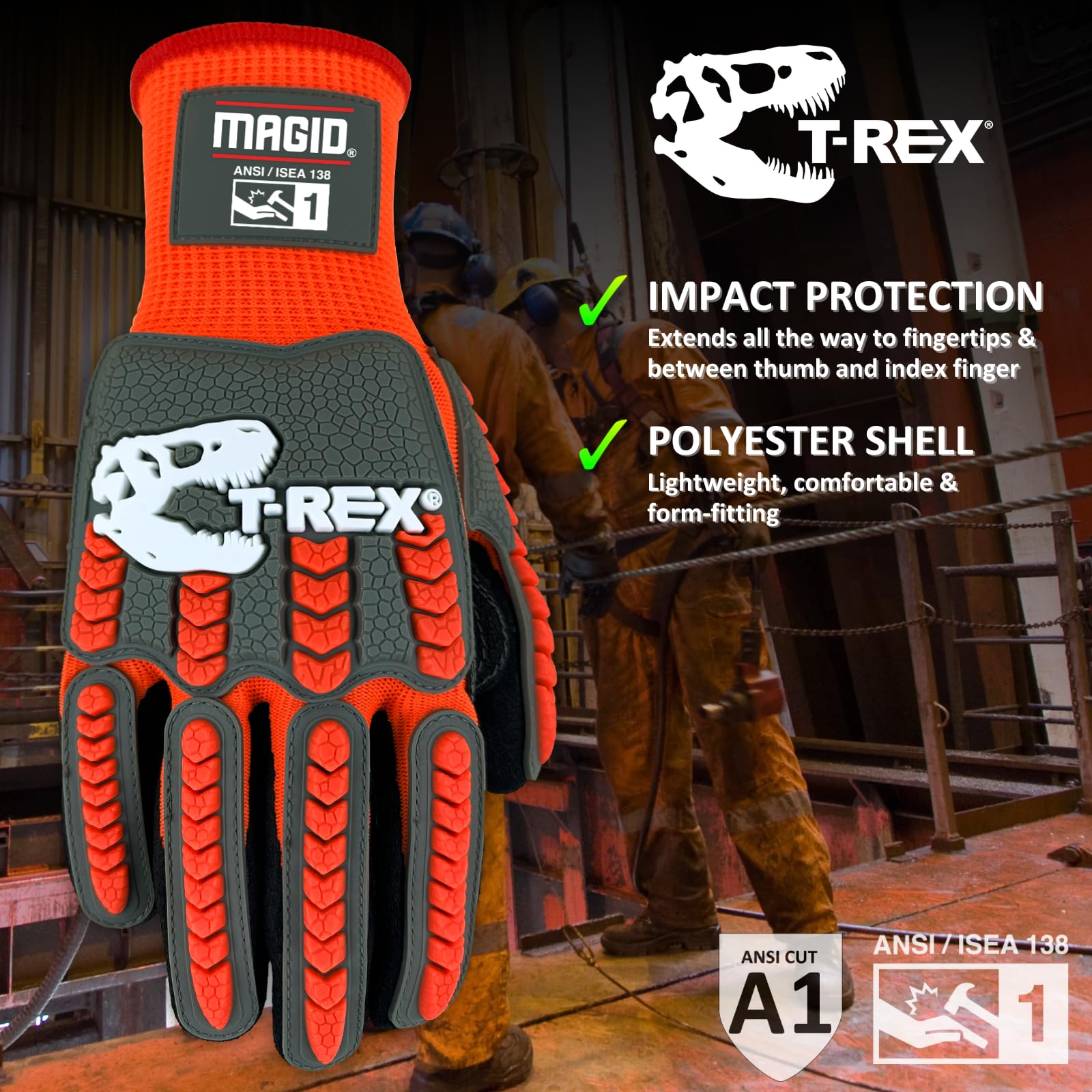 **MAGID T-REX Sandy Nitrile Coated Work Gloves - 24 Pairs, Size 8/Medium (TRX400) - Impact-Resistant, Durable & Grip-Enhanced for Construction, Automotive & DIY Projects**