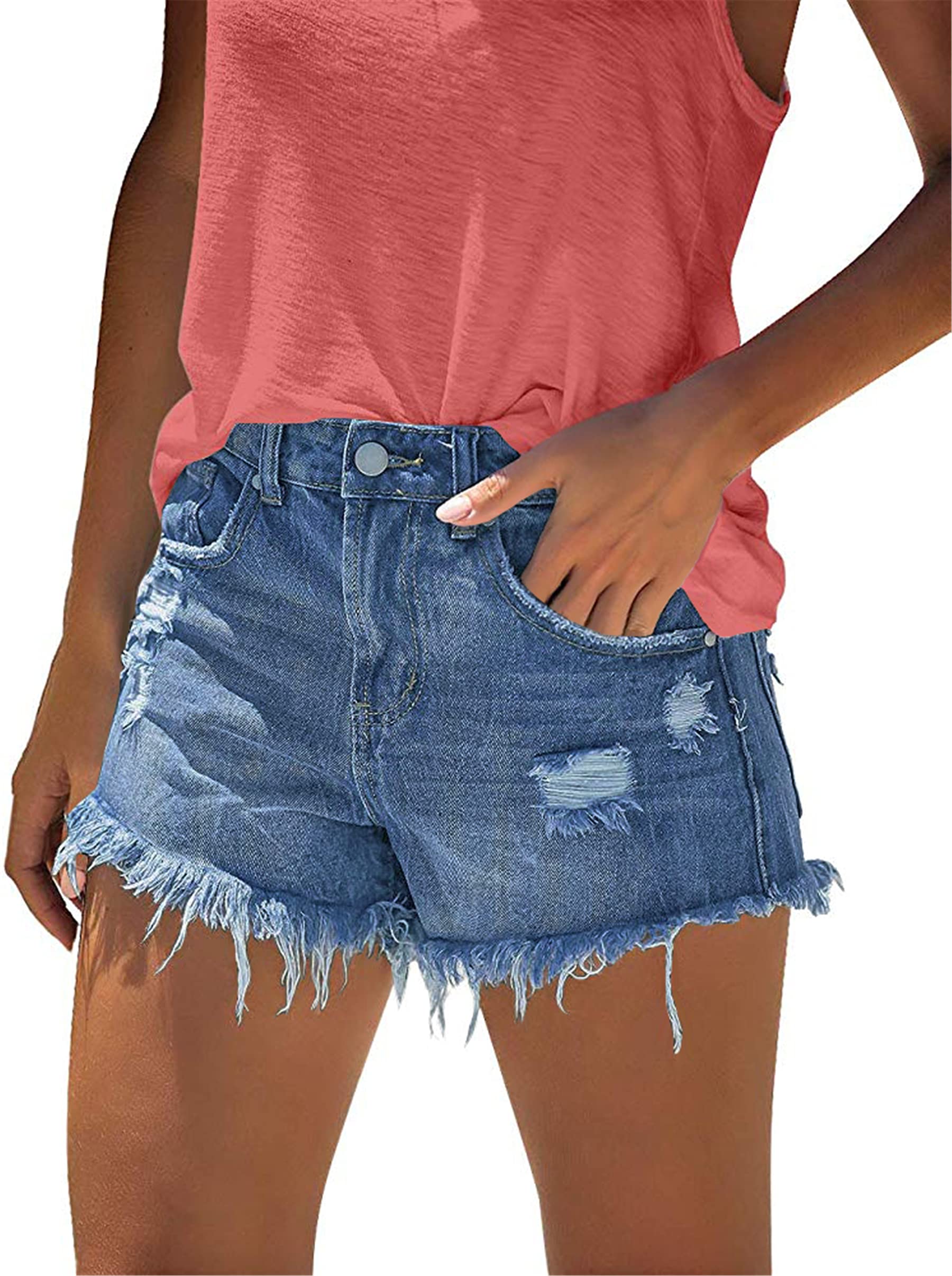 KISSMODA Women's Stretchy Denim Shorts - High Waisted Casual Summer Jean Shorts for Women - Perfect for Beach, Vacation & Everyday Wear