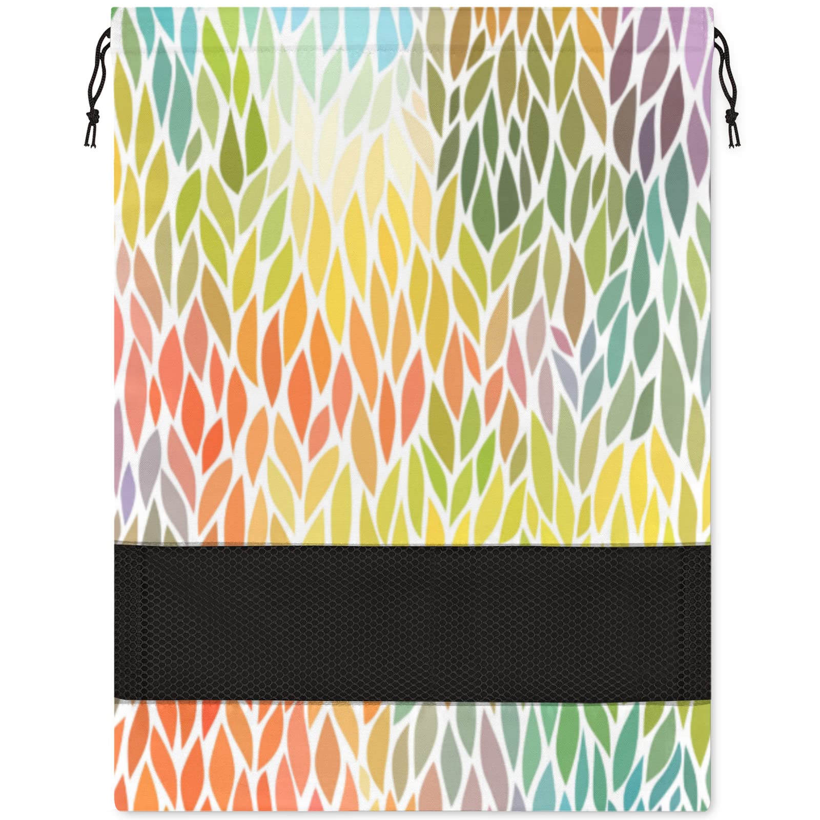 Abstract Leaf Print Dustproof Breathable Shoe Bags - Portable Travel Shoe Pouch with Drawstring, Collapsible Shoe Storage for Gym, Laundry, Closet & Home Organization - Perfect for Travel, Sports & Daily Storage