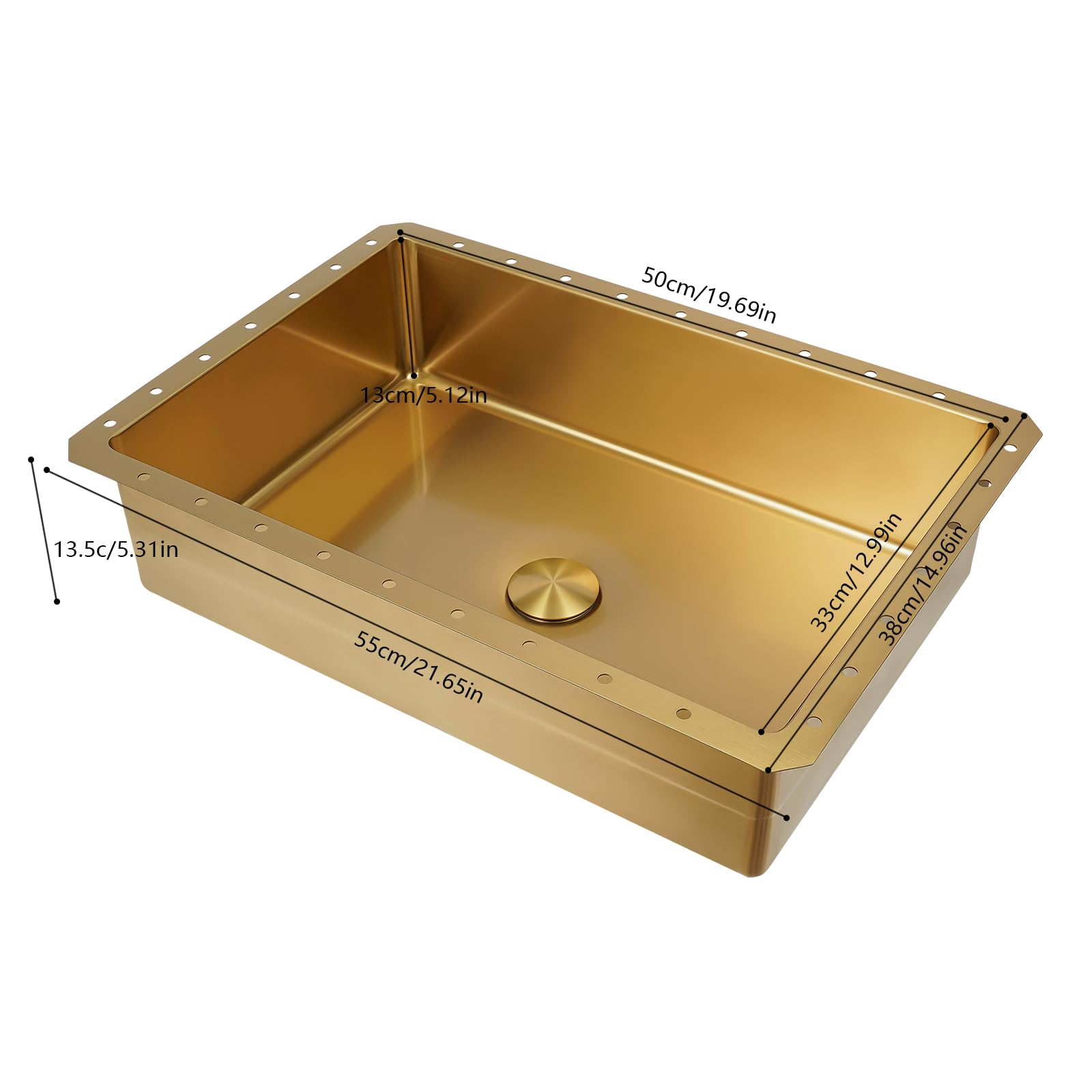 Luxury Gold Modern Undermount Bathroom Sink - Stainless Steel Rectangular Wash Basin for Bathroom, Washroom & Hotel Use - Perfect for Contemporary Home & Commercial Spaces