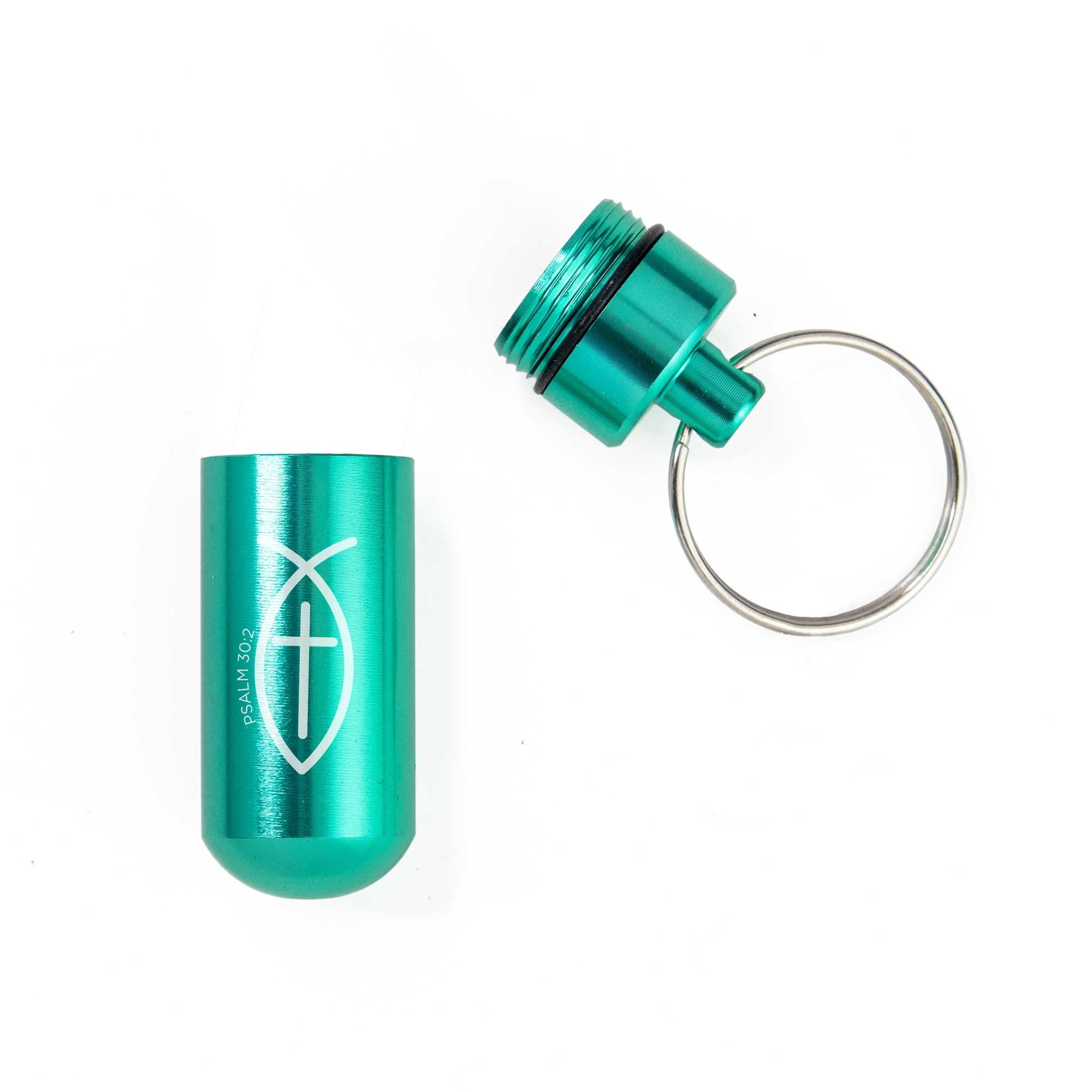 Turquoise Pill Keychain - Waterproof Metal Travel Case for Medicine Storage | On-the-Go Organizer