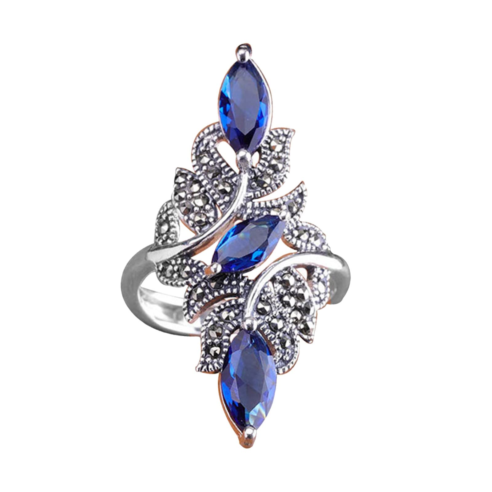 Elegant Rhinestone Wedding Band Ring for Women - Cocktail Party & Xmas Jewelry (Blue, 11)